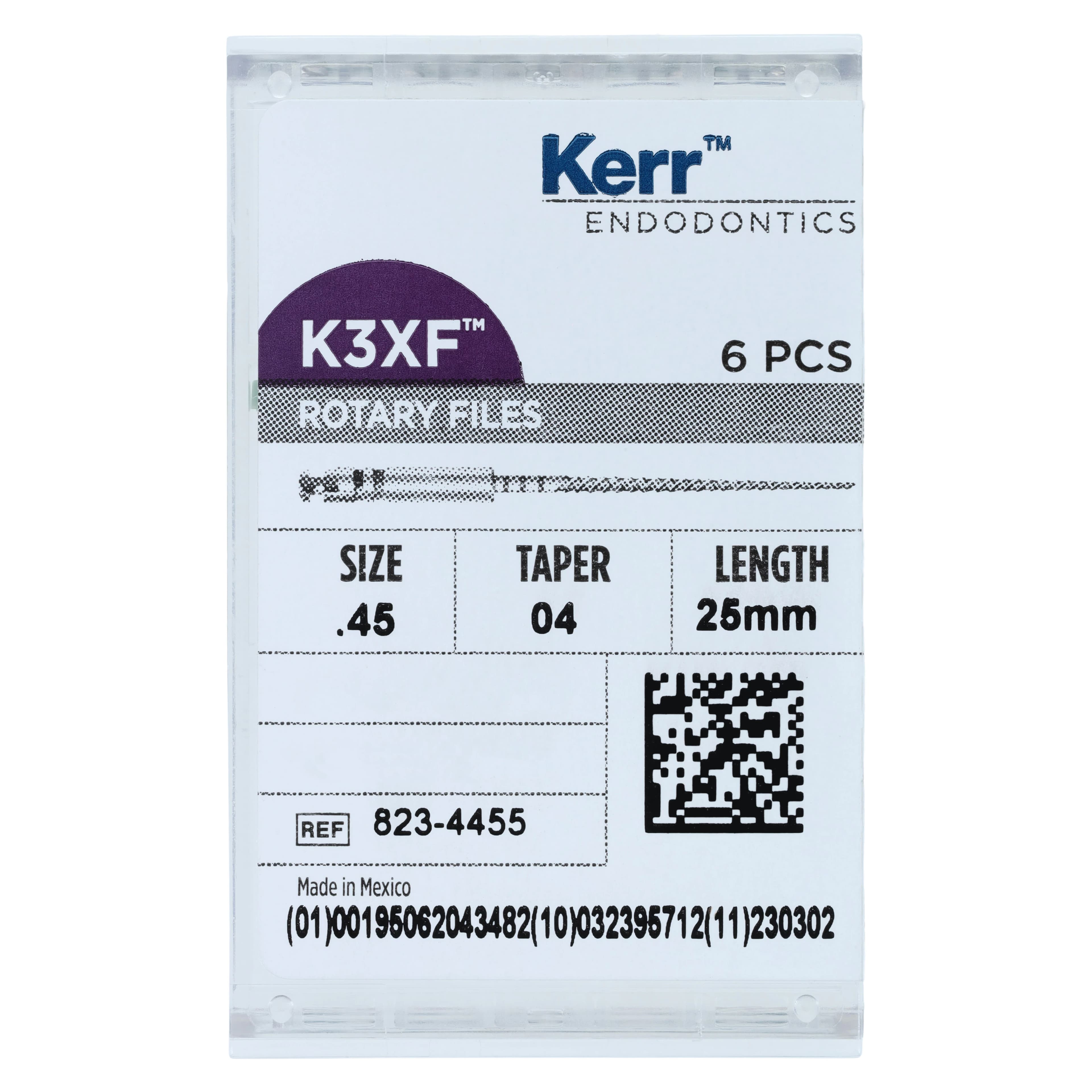 K3XF NiTi Rotary Files, .04 Taper, #45, 25 mm, White, 6/Pk, 823-4455 thumbnail 6