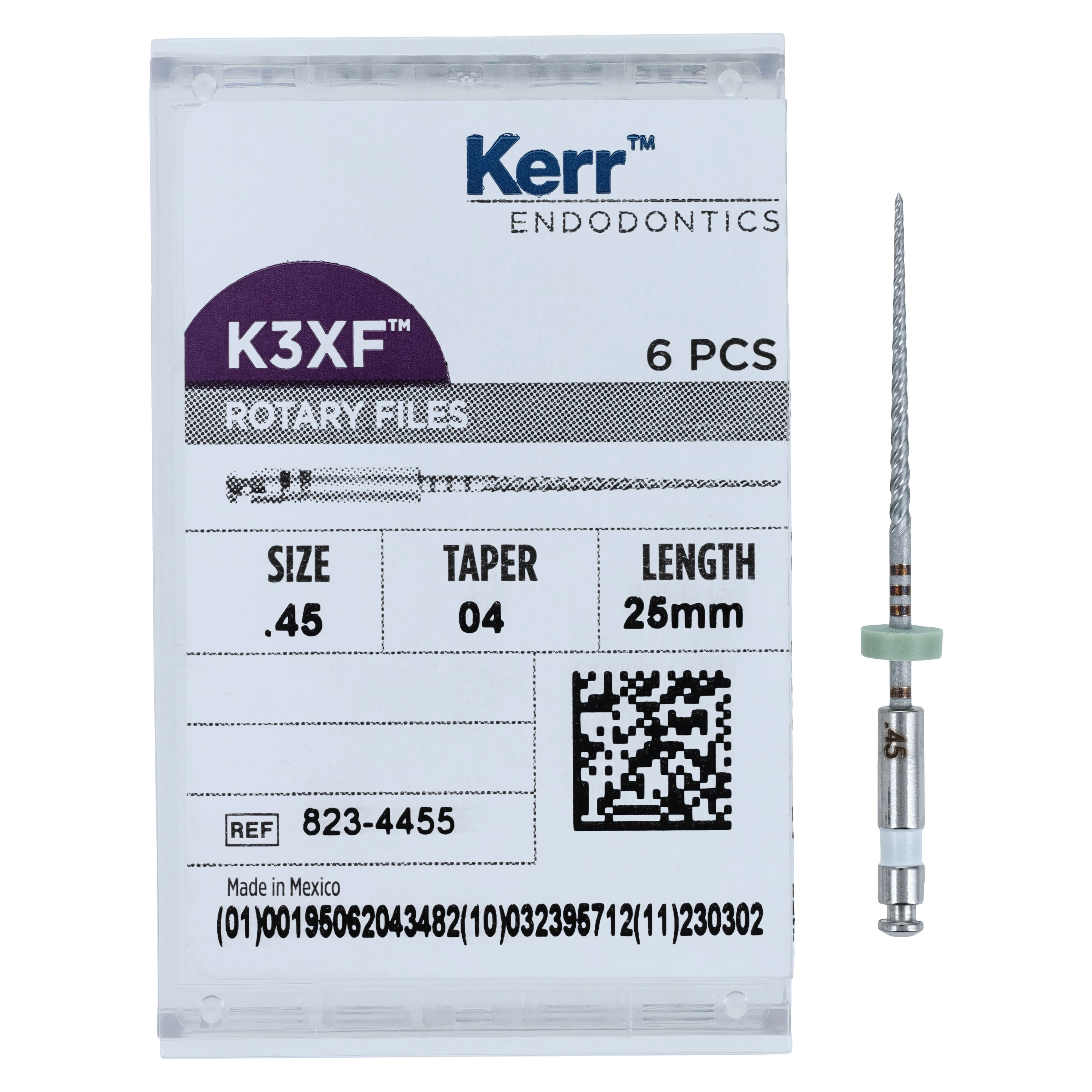 K3XF NiTi Rotary Files, .04 Taper, #45, 25 mm, White, 6/Pk, 823-4455 thumbnail 5