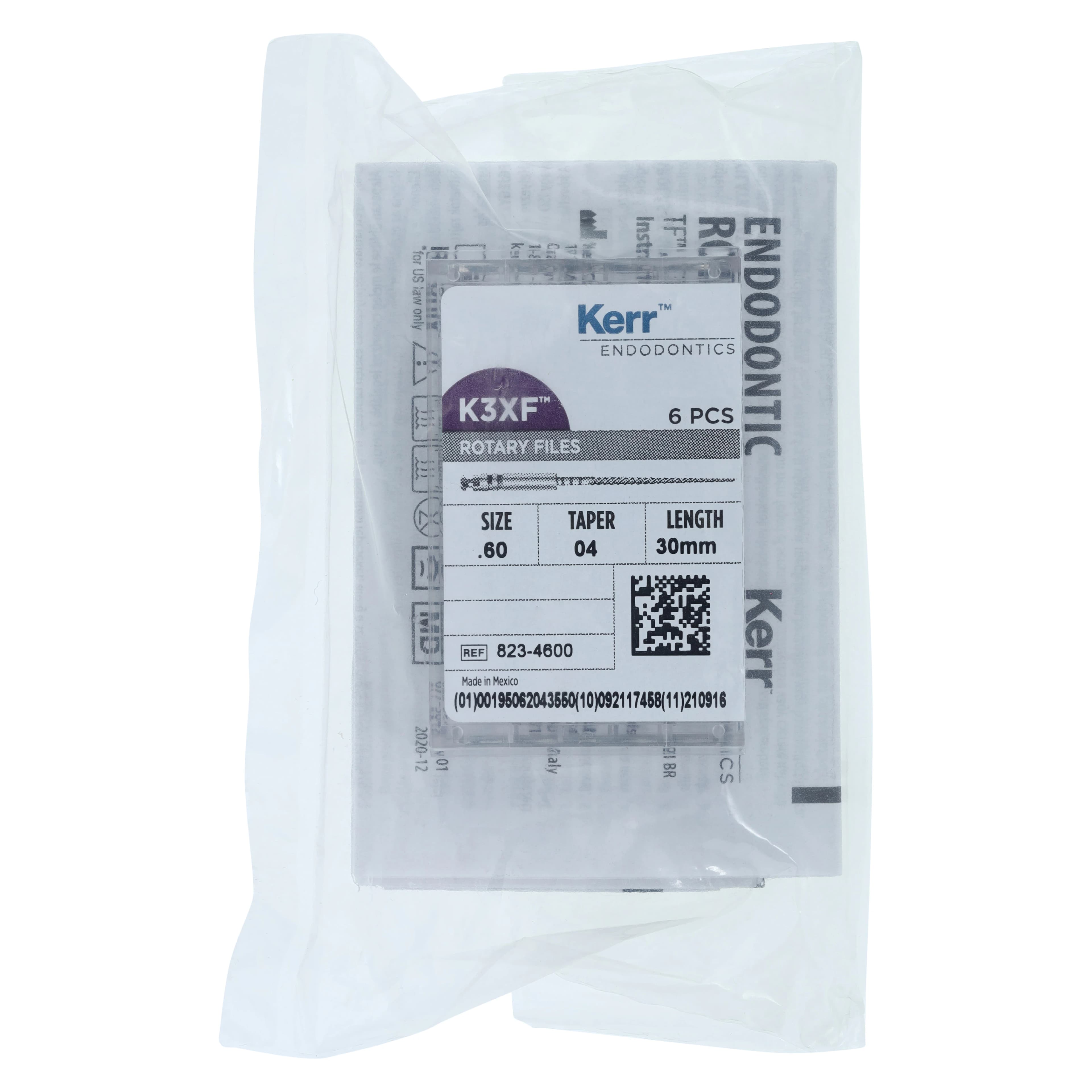 K3 XF NiTi Rotary File, #60/.04 Taper, 30mm, Blue, 6/Pk, 823-4600 - K3 XF File .60/.04 30mm 6/Pk - Image 1