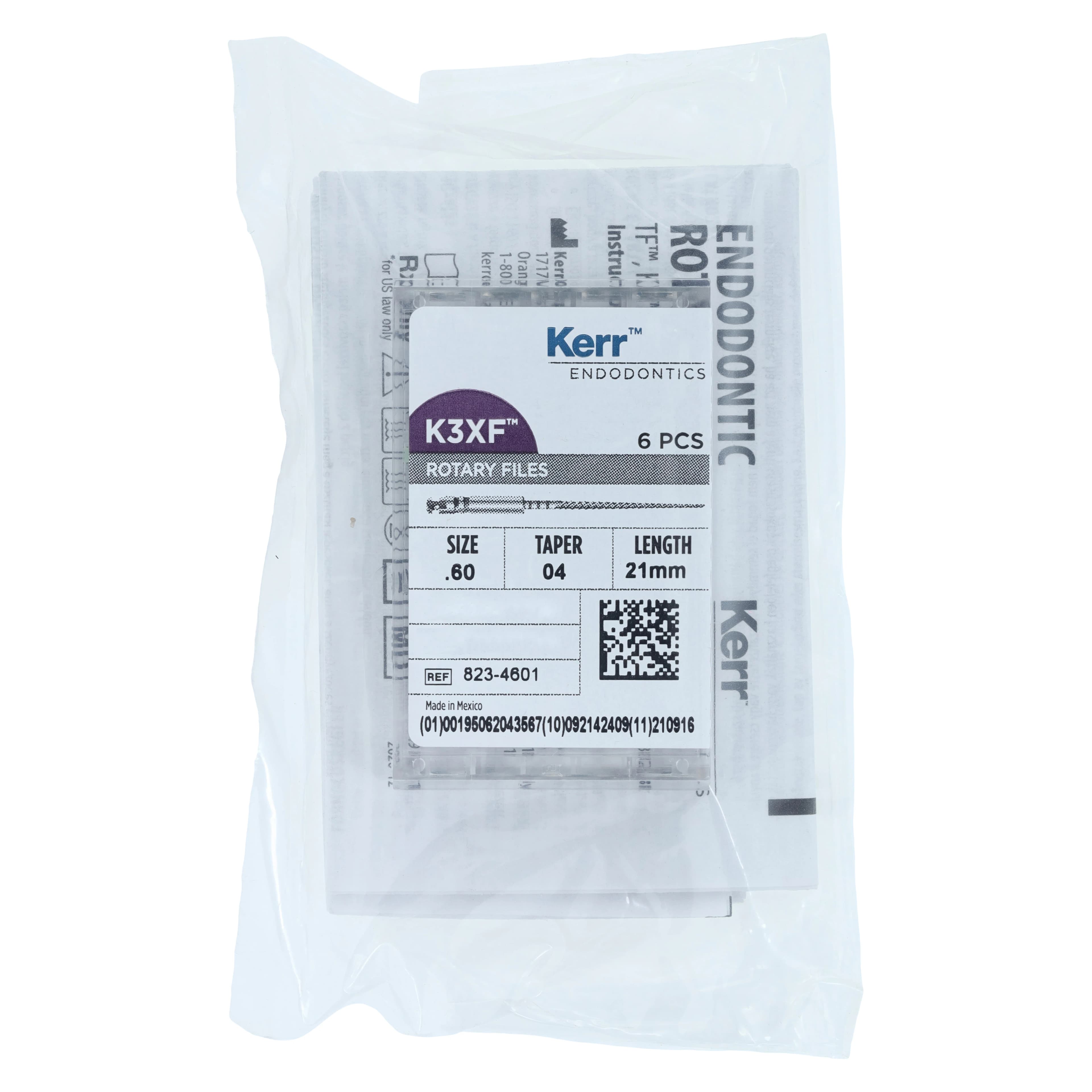 K3 XF NiTi Rotary File, #60/.04 Taper, 21mm, Blue, 6/Pk, 823-4601 - K3 XF File .60/.04 21mm 6/Pk - Image 1