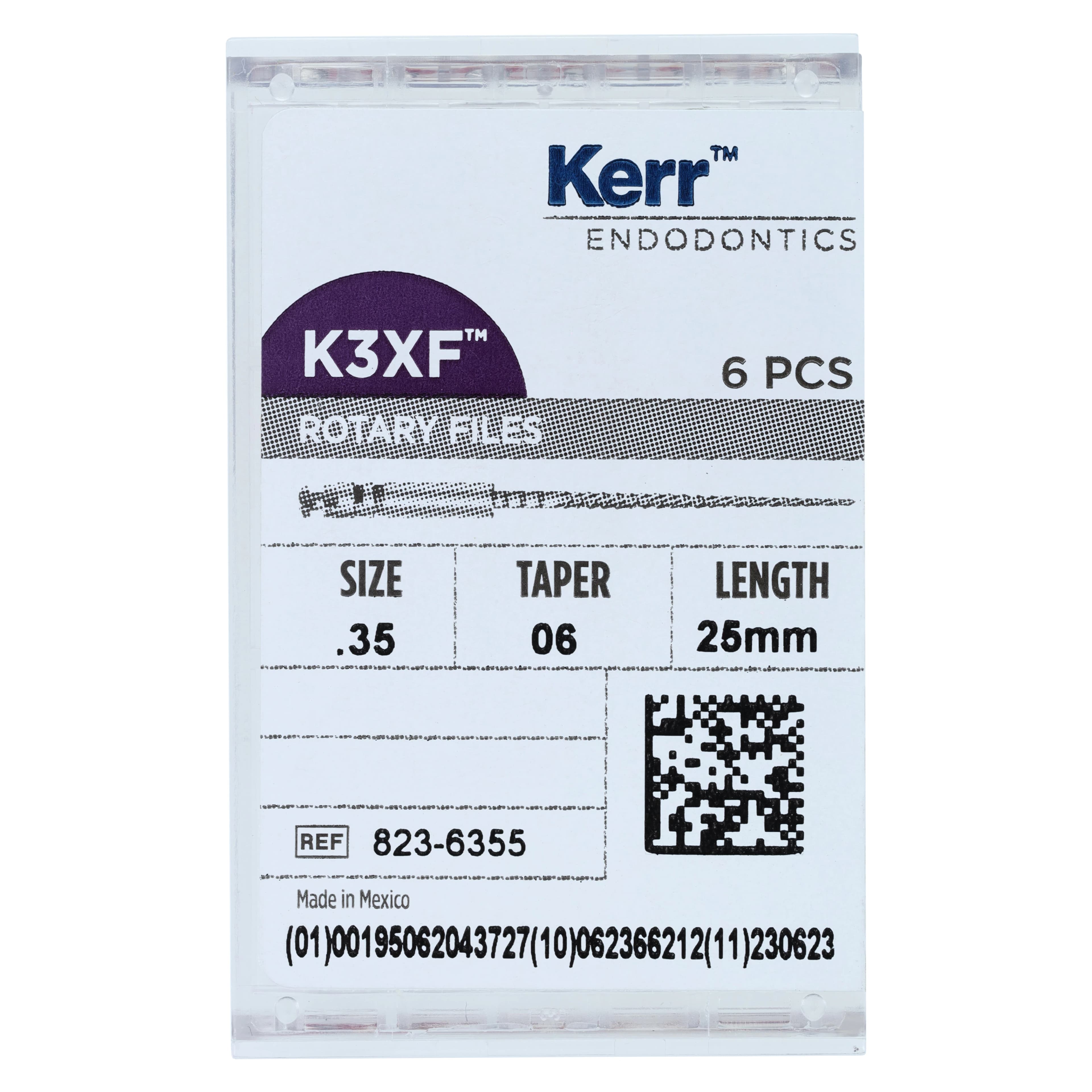 K3XF NiTi Rotary Files, 25 mm, .06 Taper, #35, Green, 6/Pk, 823-6355 thumbnail 6
