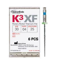 K3 XF NiTi Rotary Files, #40/.06 Taper, 30mm, Black, 6/Pk, 823-6400 - K3 XF File .40/.06 30mm 6/Pk - Image 1