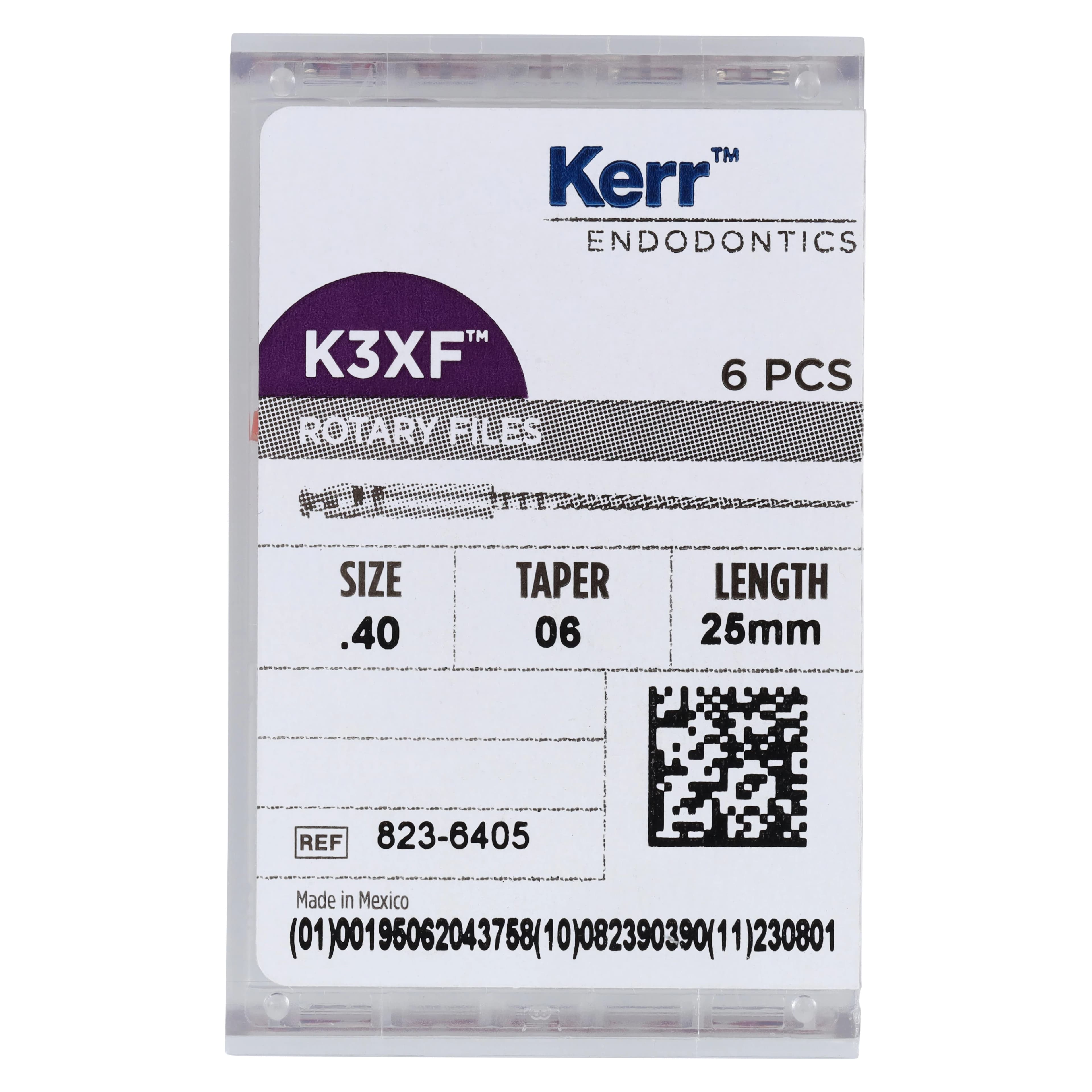 K3XF NiTi Rotary Files, 25 mm, .06 Taper, #40, Black, 6/Pk, 823-6405 thumbnail 6
