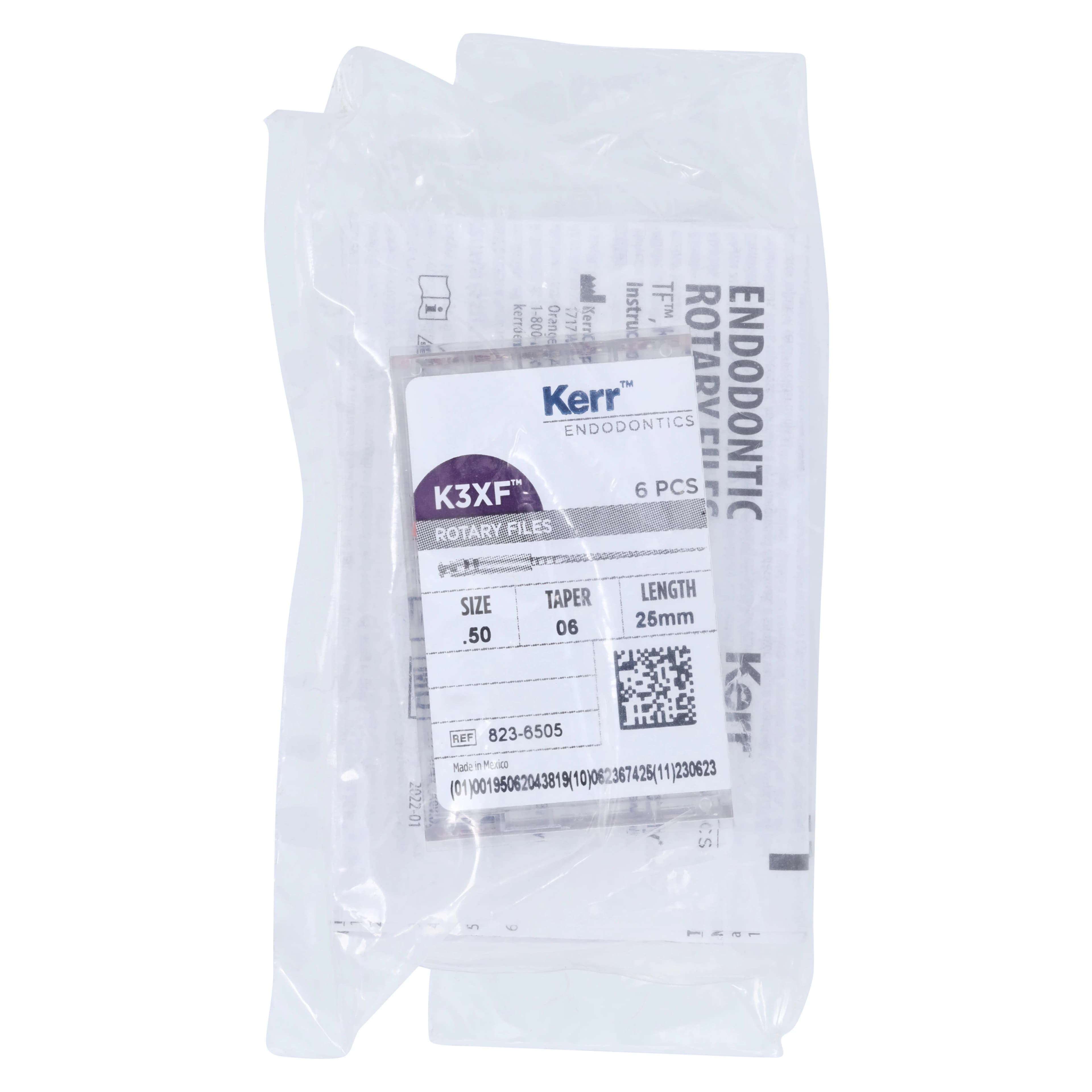 K3 XF NiTi Rotary File, #50/.06 Taper, 25mm, Yellow, 6/Pk, 823-6505 - K3 XF File .50/.06 25mm 6/Pk - Image 1