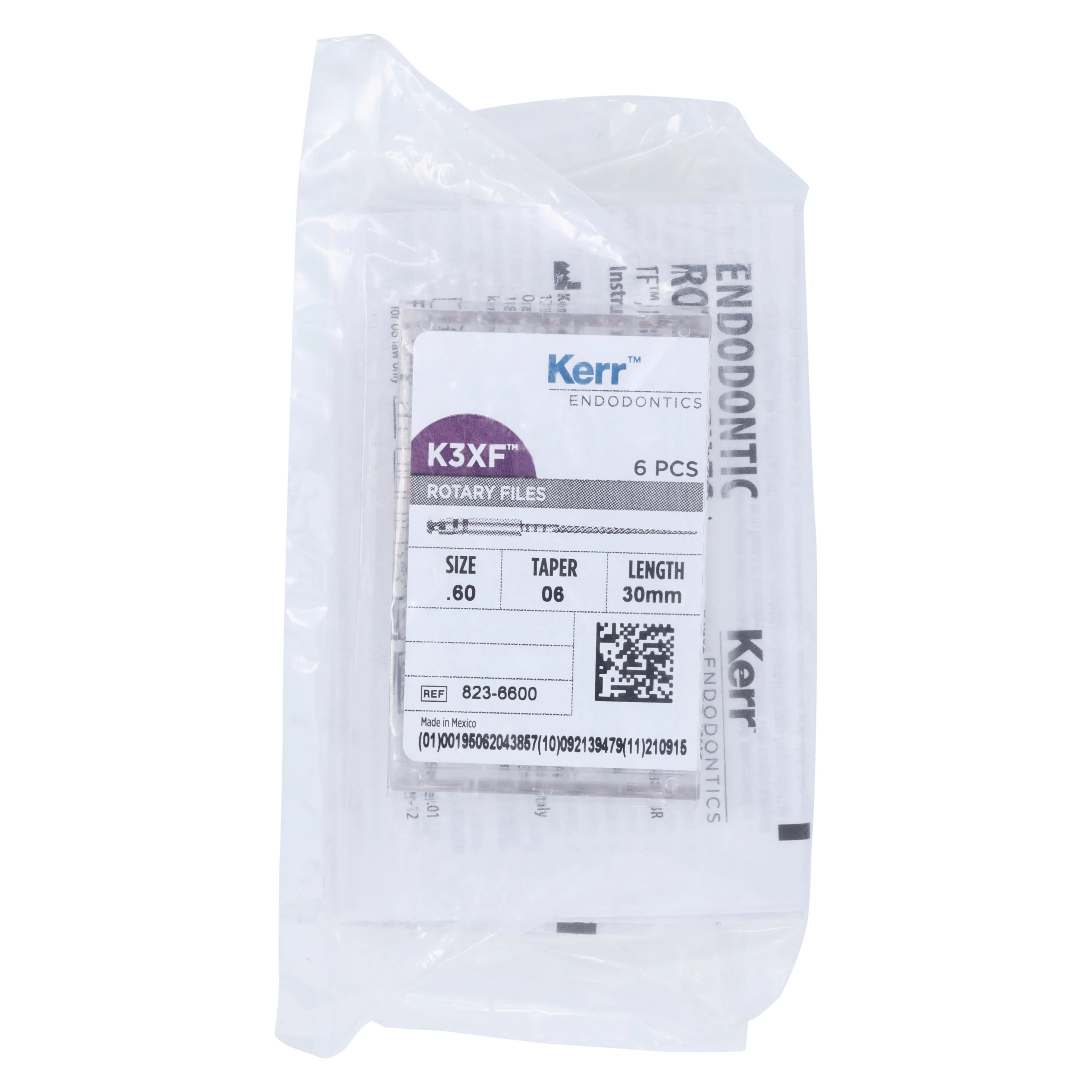 K3 XF NiTi Rotary File, #60/.06 Taper, 30mm, Blue, 6/Pk, 823-6600 - K3 XF File .60/.06 30mm 6/Pk - Image 1