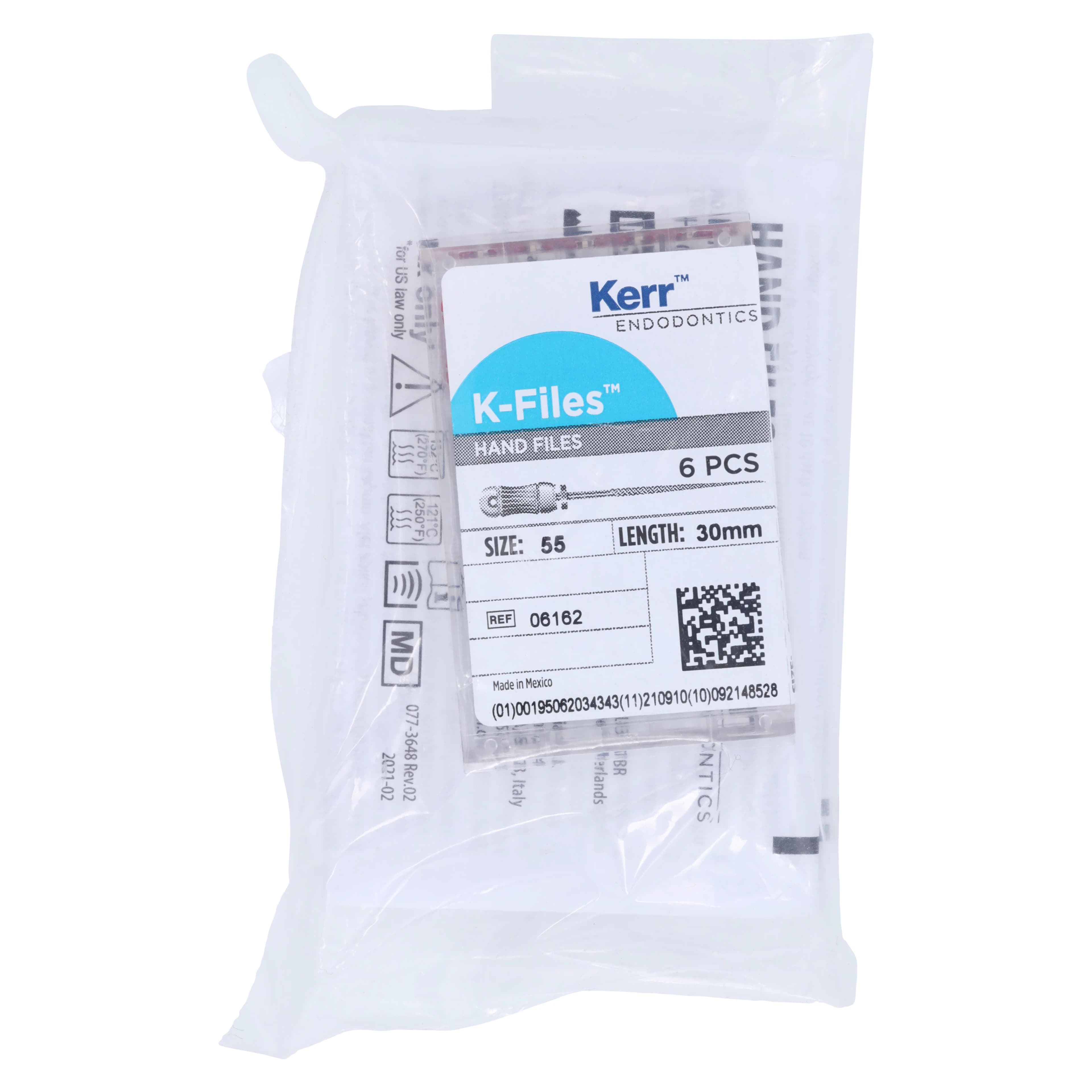 Kerr K-Files, Stainless Steel, 30 mm, #55, Red, 6/Pk, 06162 - K-File, Stainless Steel, 30 mm, # 55, Red, 6/Pk, 06162 - Image 1