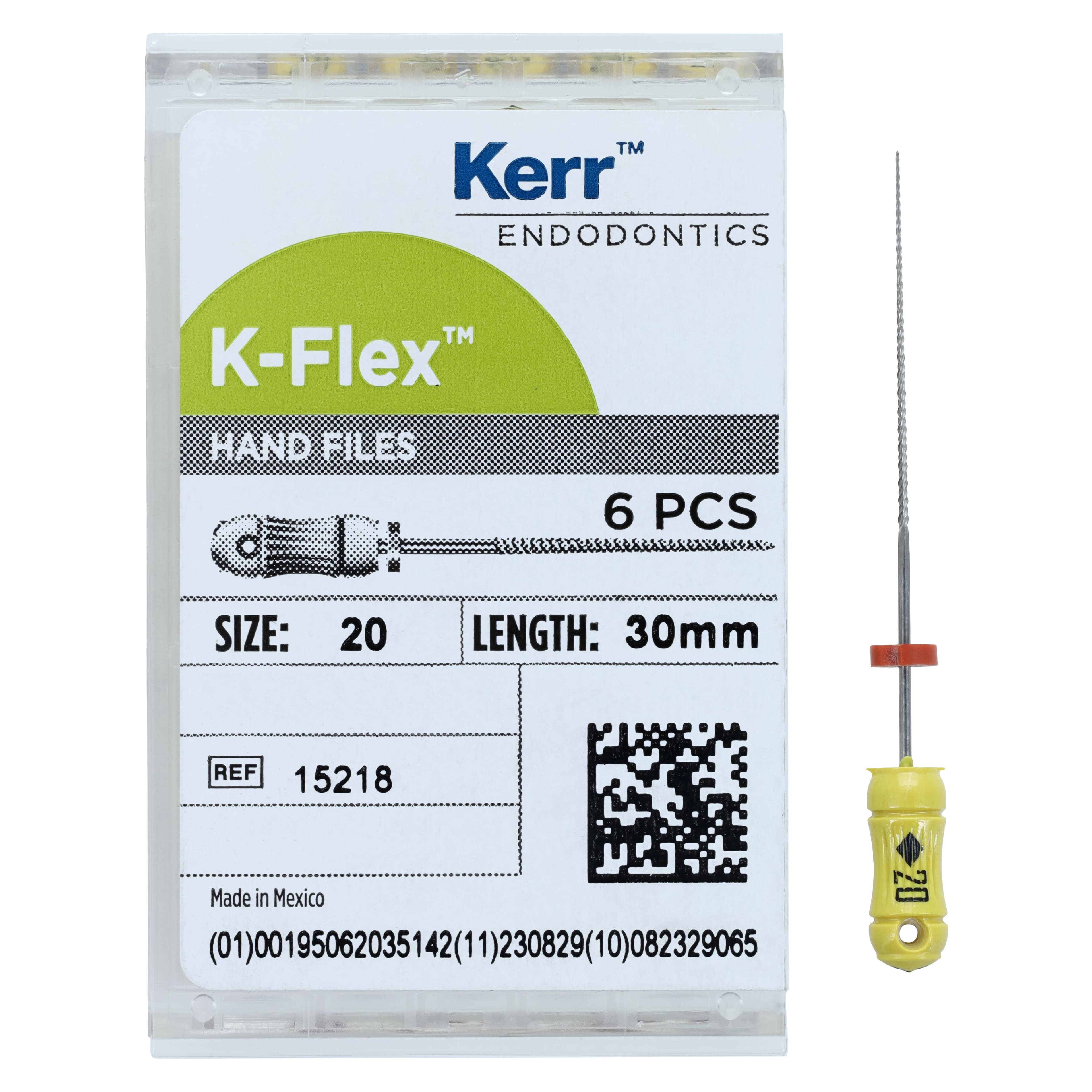 Kerr K-Flex Stainless Steel Hand Files, #20, 30 mm, Yellow, 6/Pkg, 15218 thumbnail 4