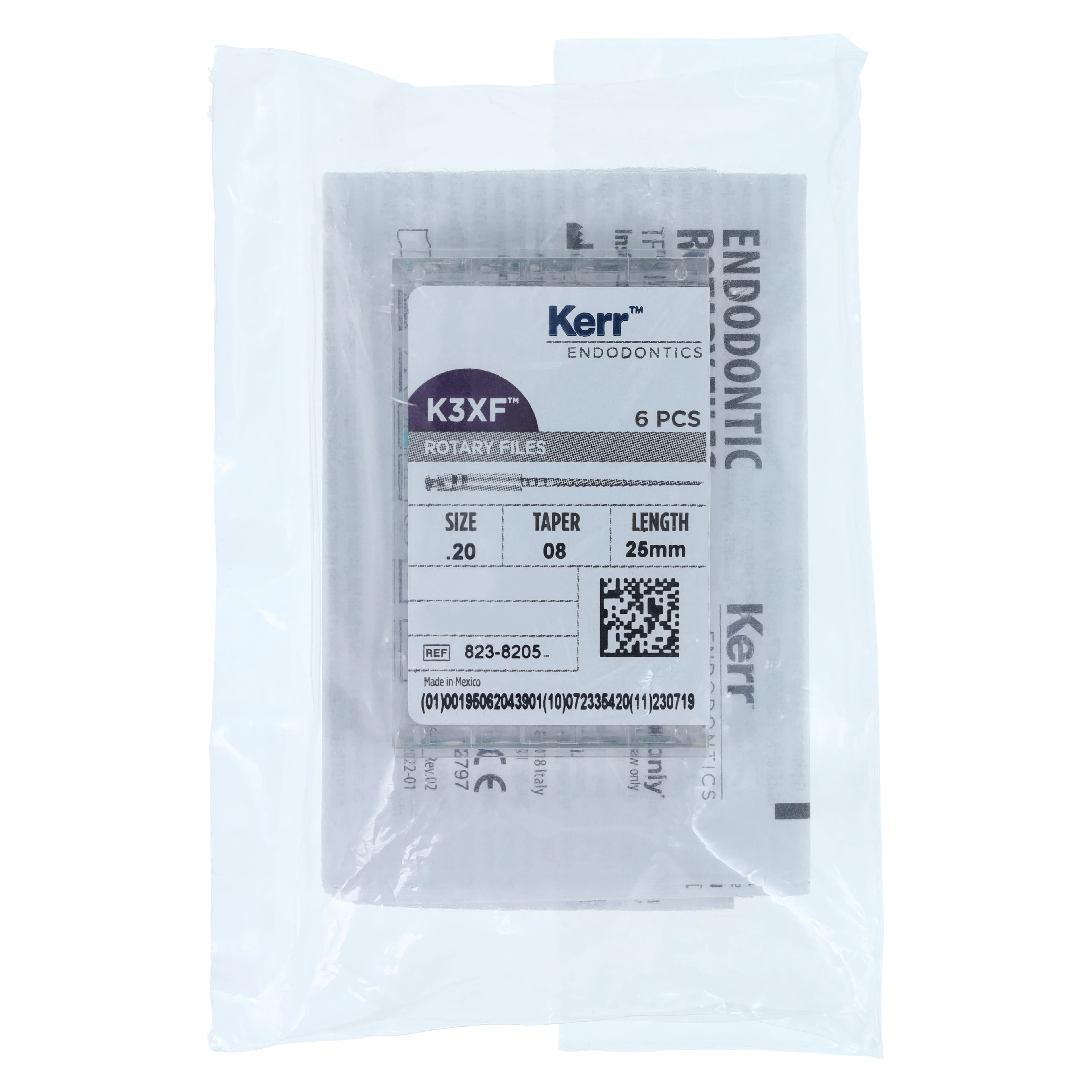 Kerr K3XF Nickel Titanium Rotary Endodontic Files, .08 Taper, #20, 25mm, Yellow, 6/Pk, 823-8205 thumbnail 7