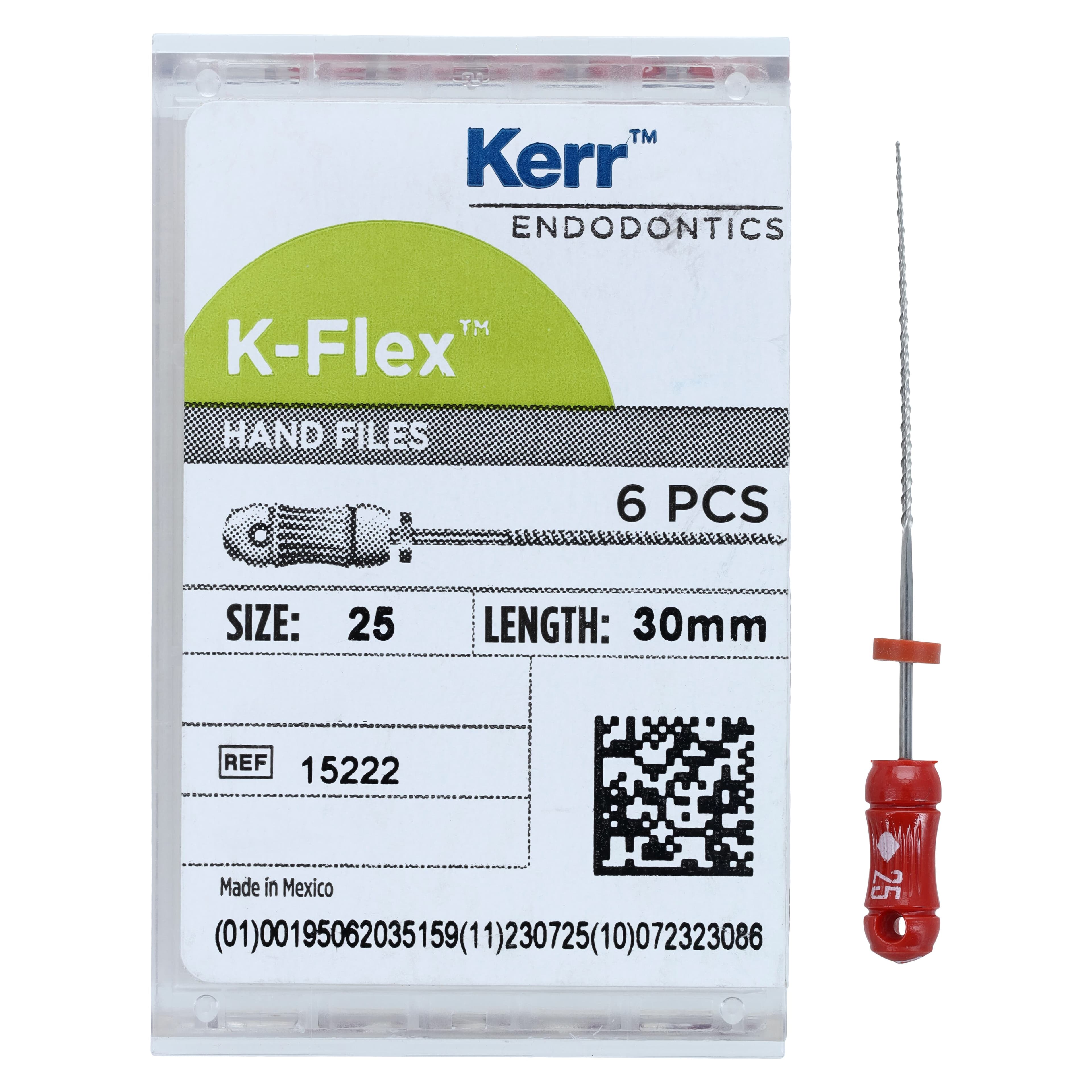 Kerr K-Flex Stainless Steel Hand Files, #25, 30mm, Red, 6/Pk, 15222 thumbnail 4