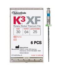 K3XF Nickel Titanium Rotary File, #30, .12 Taper, 21mm, Blue, 6/Pk, 823-2301 - #30 Blue .12 K3XF Nickel Titanium Files 21mm Pack of 6 - Image 1