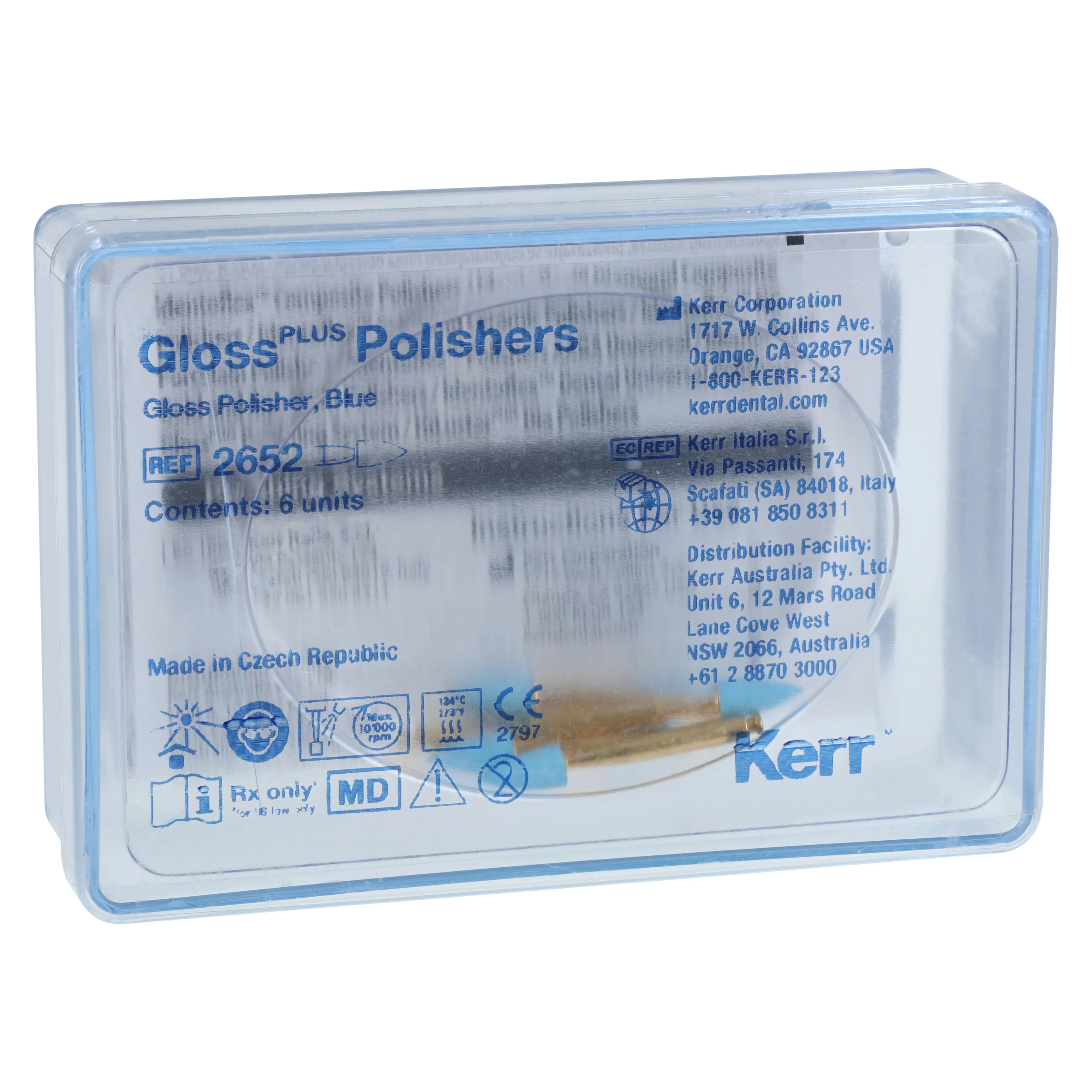 Kerr HiLuster Gloss PLUS Polisher Refills, Minipoint, Friction Grip, Medium, Blue, 6/Package, 2652 - HiLuster Gloss Polishers Blue - Image 1