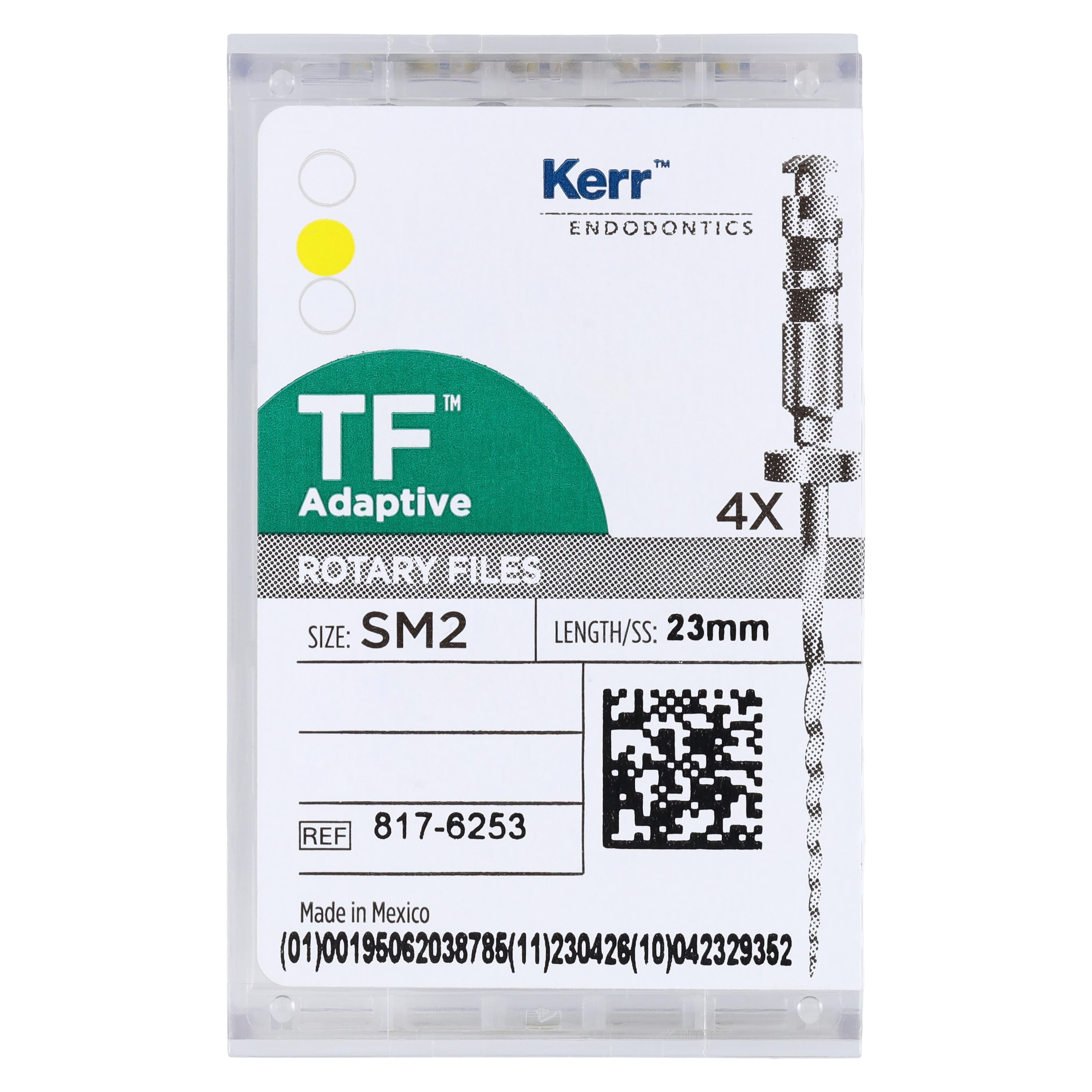 TF Adaptive Nickel-Titanium Rotary Files, 23 mm, SM2, Yellow, 4/Pk, 817-6253 thumbnail 6