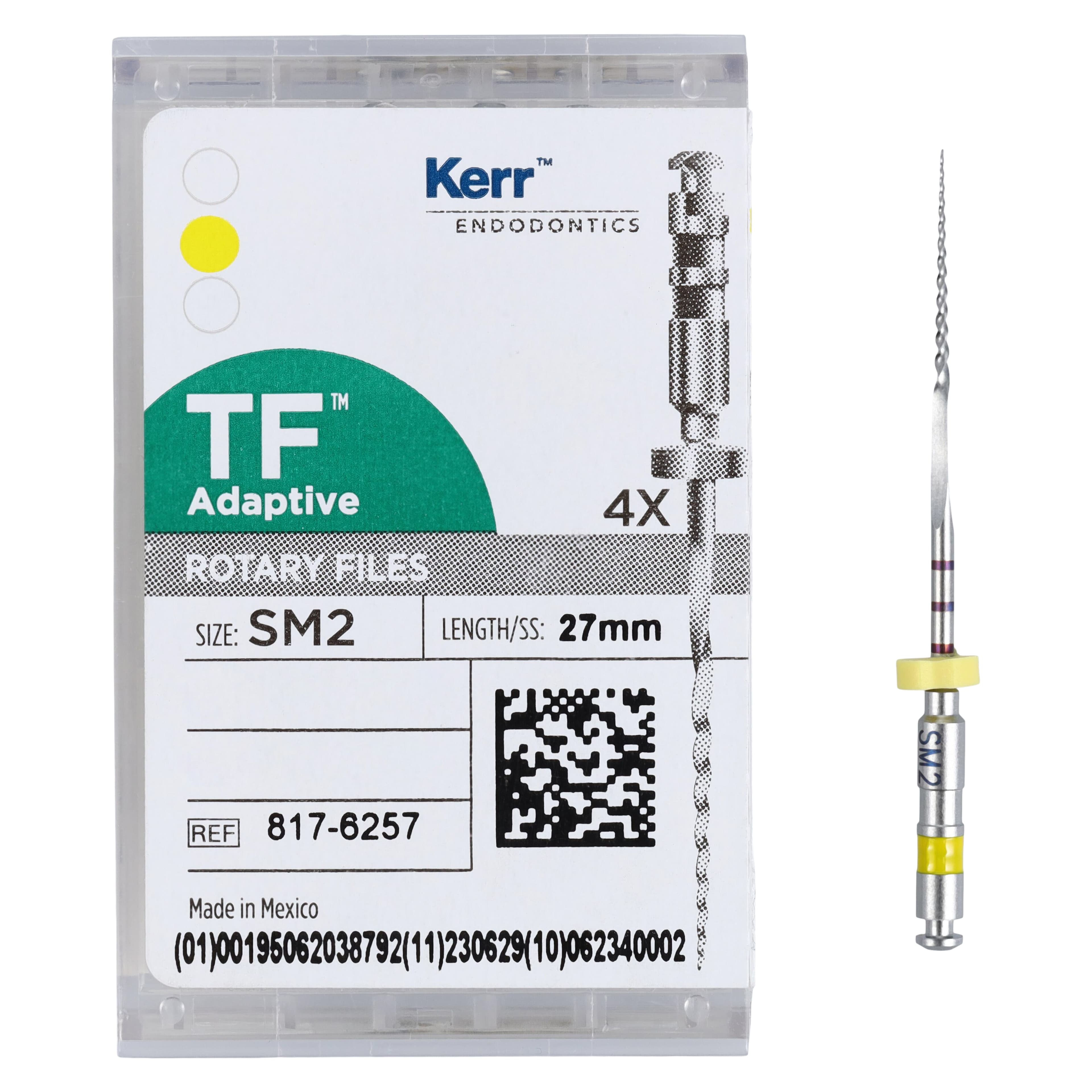 TF Adaptive Nickel-Titanium Rotary Files, SM2, 27 mm, Yellow, 4/Pk, 817-6257 thumbnail 5
