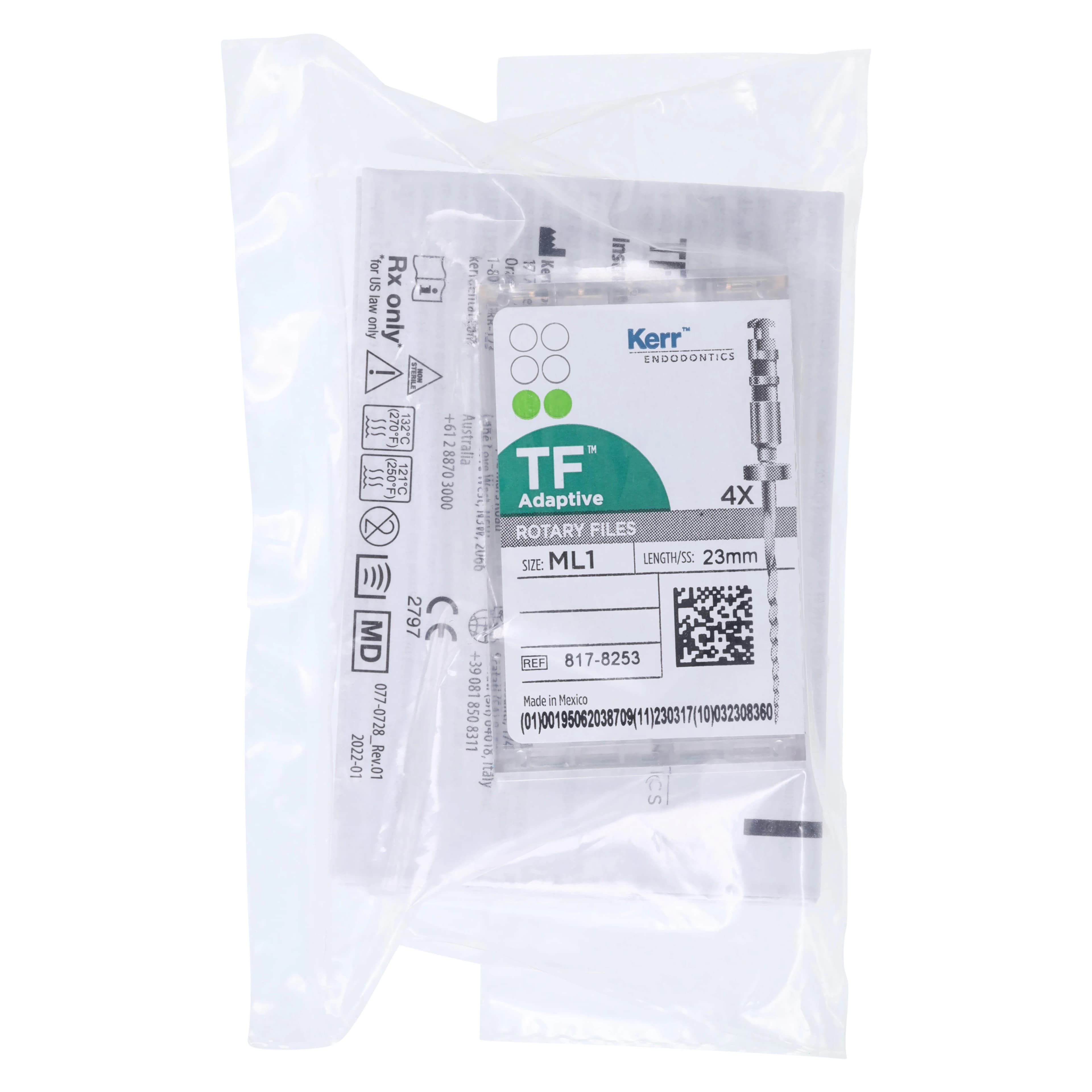 TF Adaptive Nickel-Titanium Rotary Files, ML1, Green, 23 mm, 4/Pk, 817-8253 thumbnail 7