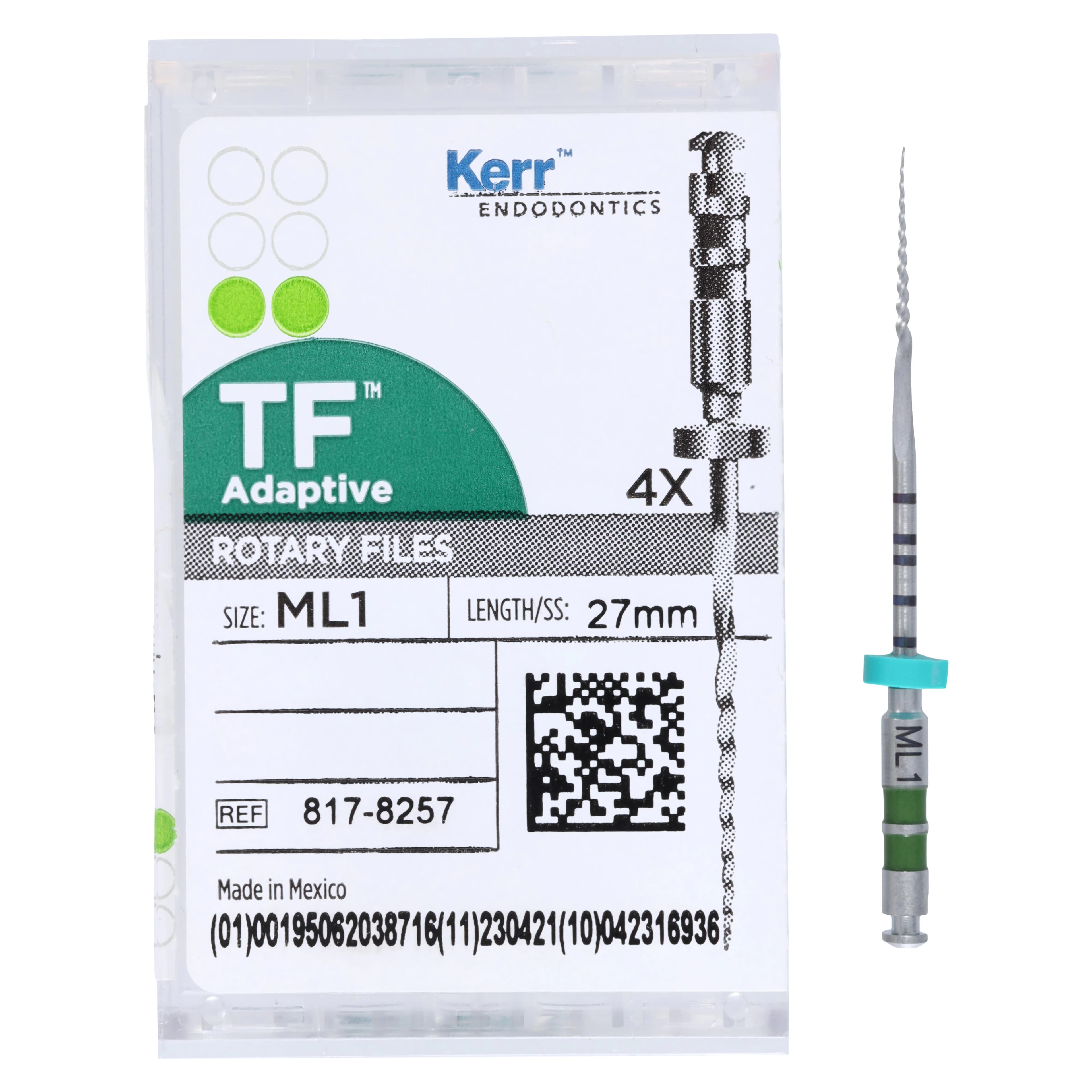 TF Adaptive Nickel-Titanium Rotary Files, ML1, Green, 27 mm, 4/Pk, 817-8257 thumbnail 5