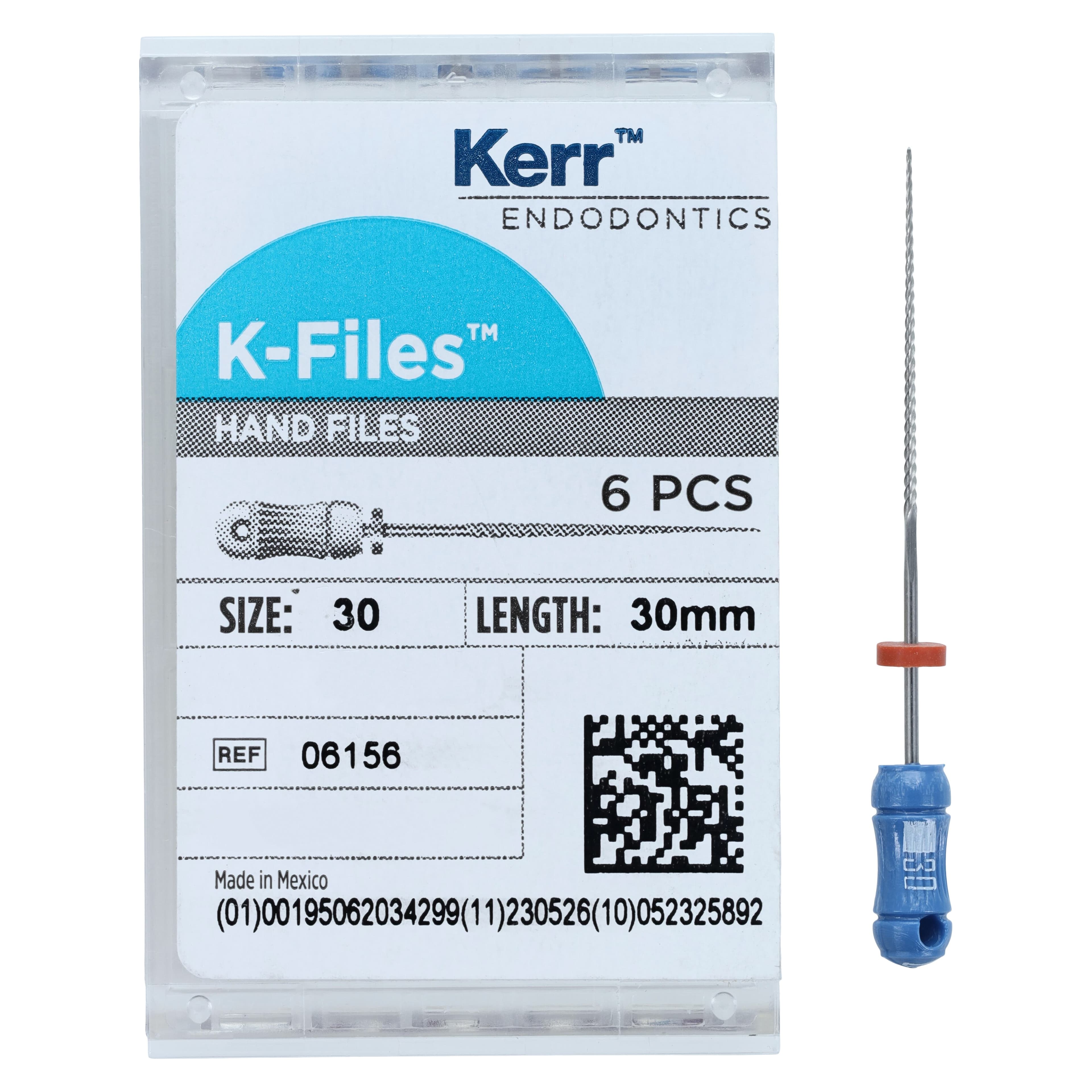 Kerr K-Files, Stainless Steel, 30 mm, #30, Blue, 6/Box, 06156 thumbnail 4