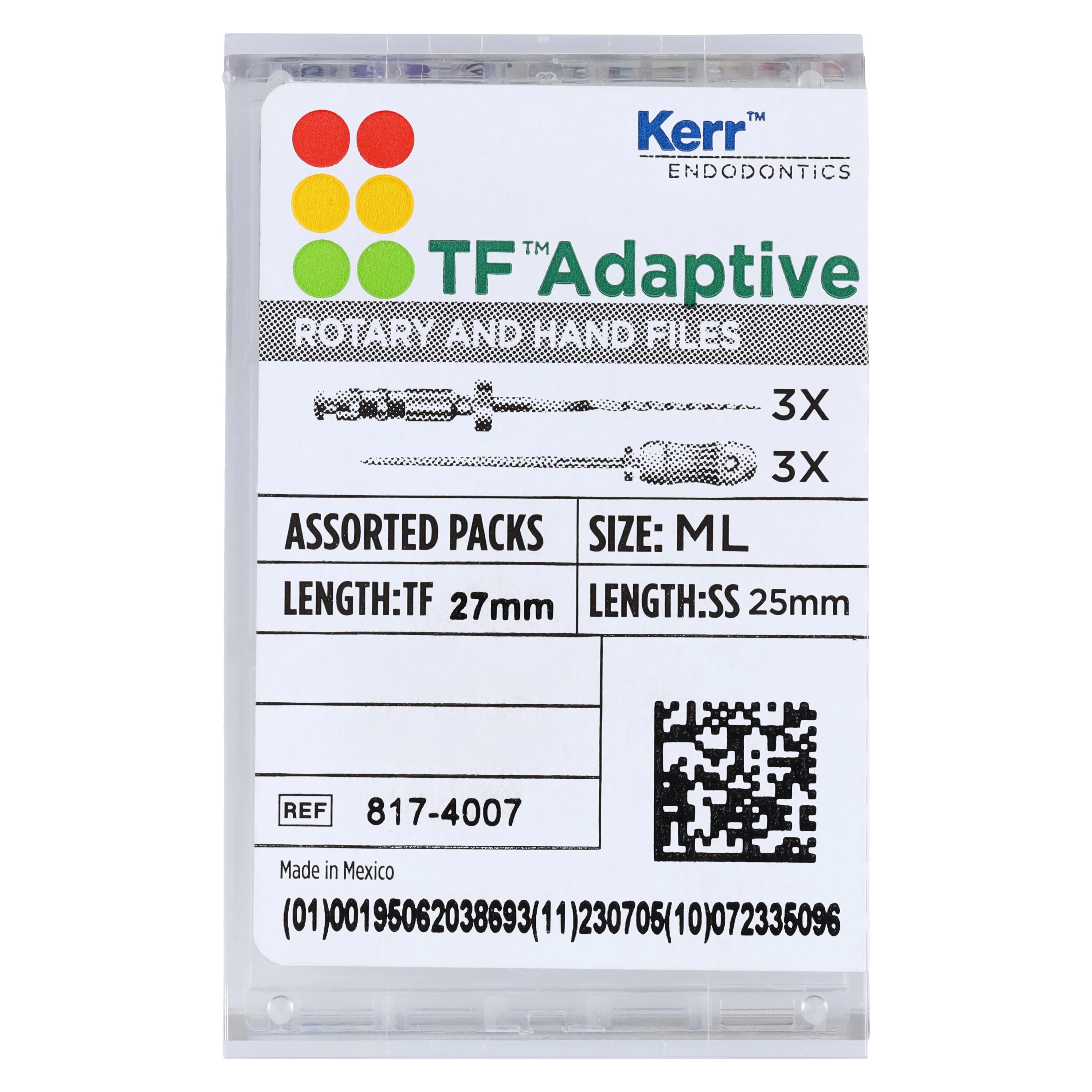 TF Adaptive Nickel-Titanium Rotary Files, Medium/Large Procedure Pack, 27 mm, Assorted, 6/Pk, 817-4007 thumbnail 5