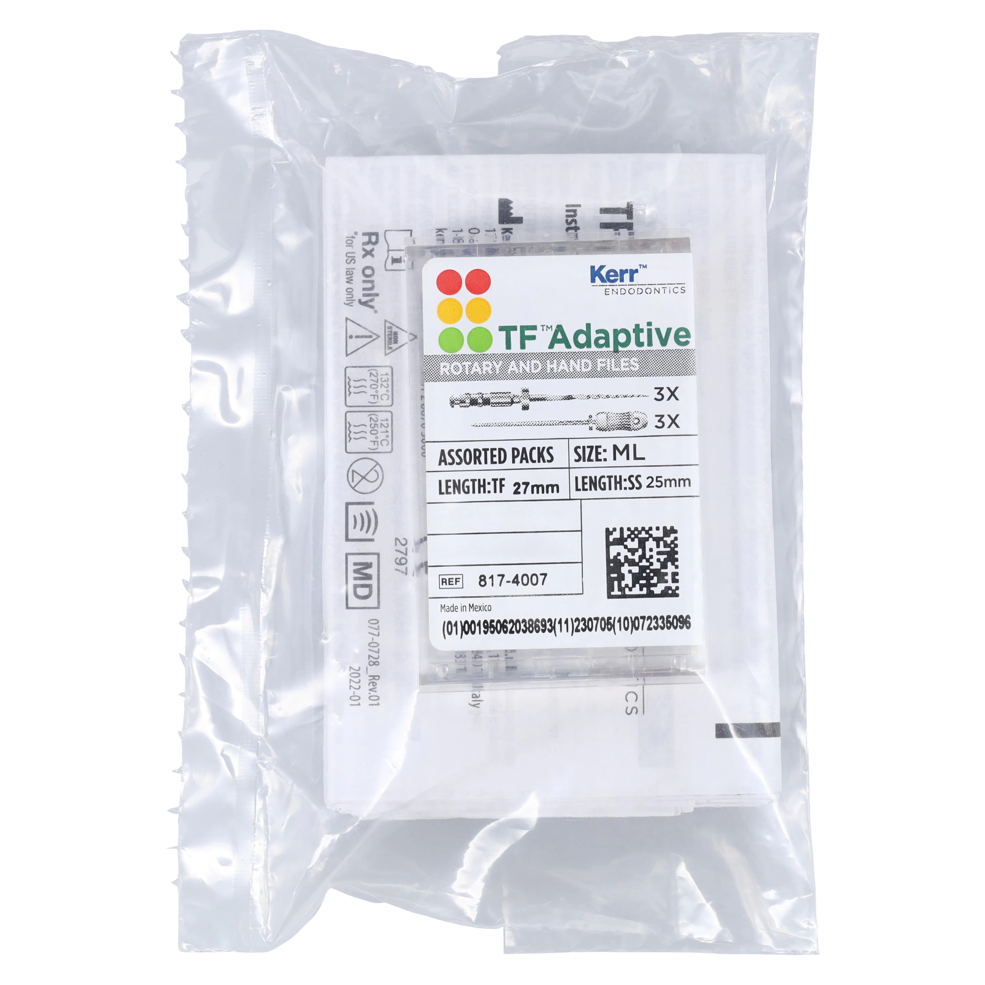 TF Adaptive Nickel-Titanium Rotary Files, Medium/Large Procedure Pack, 27 mm, Assorted, 6/Pk, 817-4007 thumbnail 6