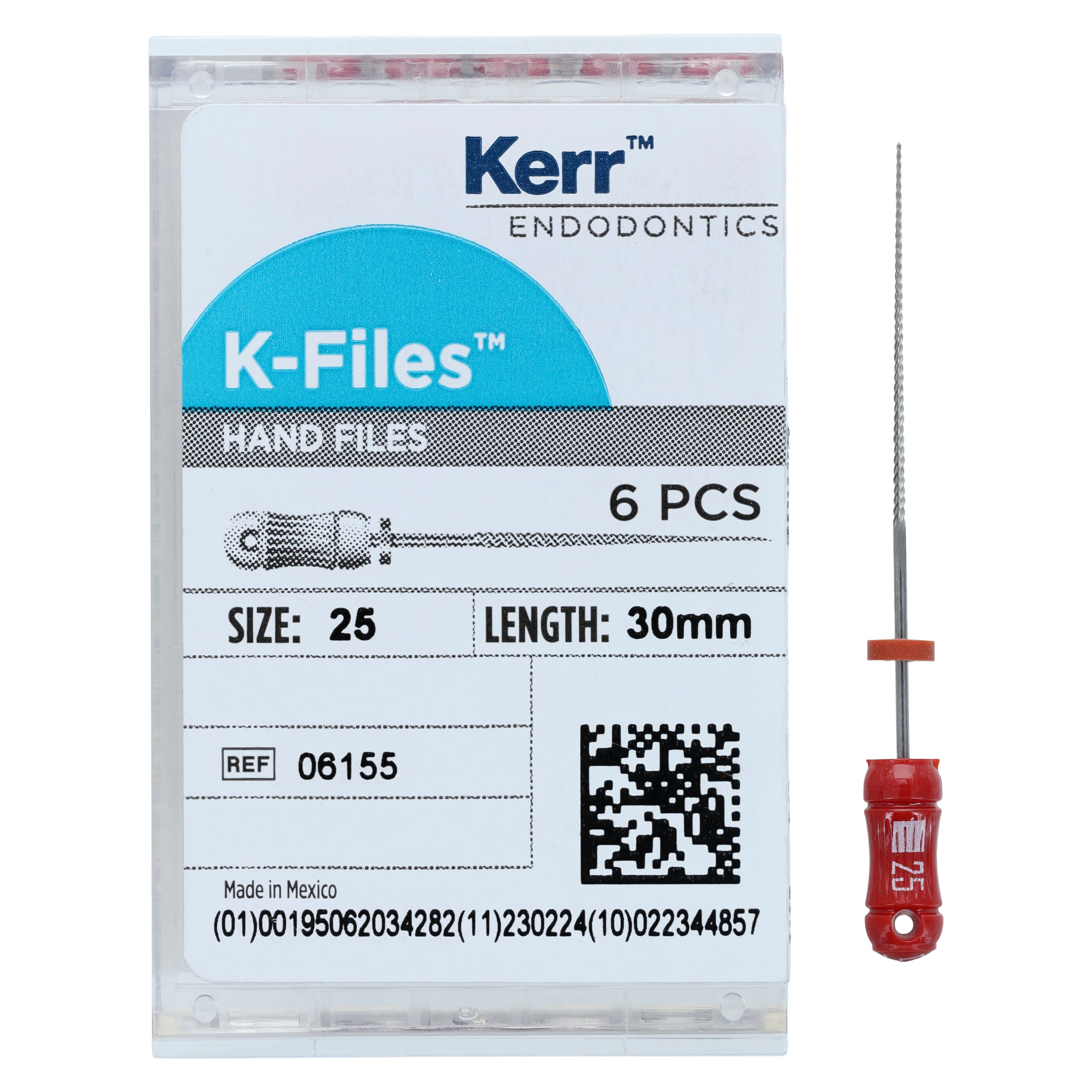 Kerr K-Files, Stainless Steel, 30 mm, #25, Red, 6/Pk, 06155 thumbnail 4