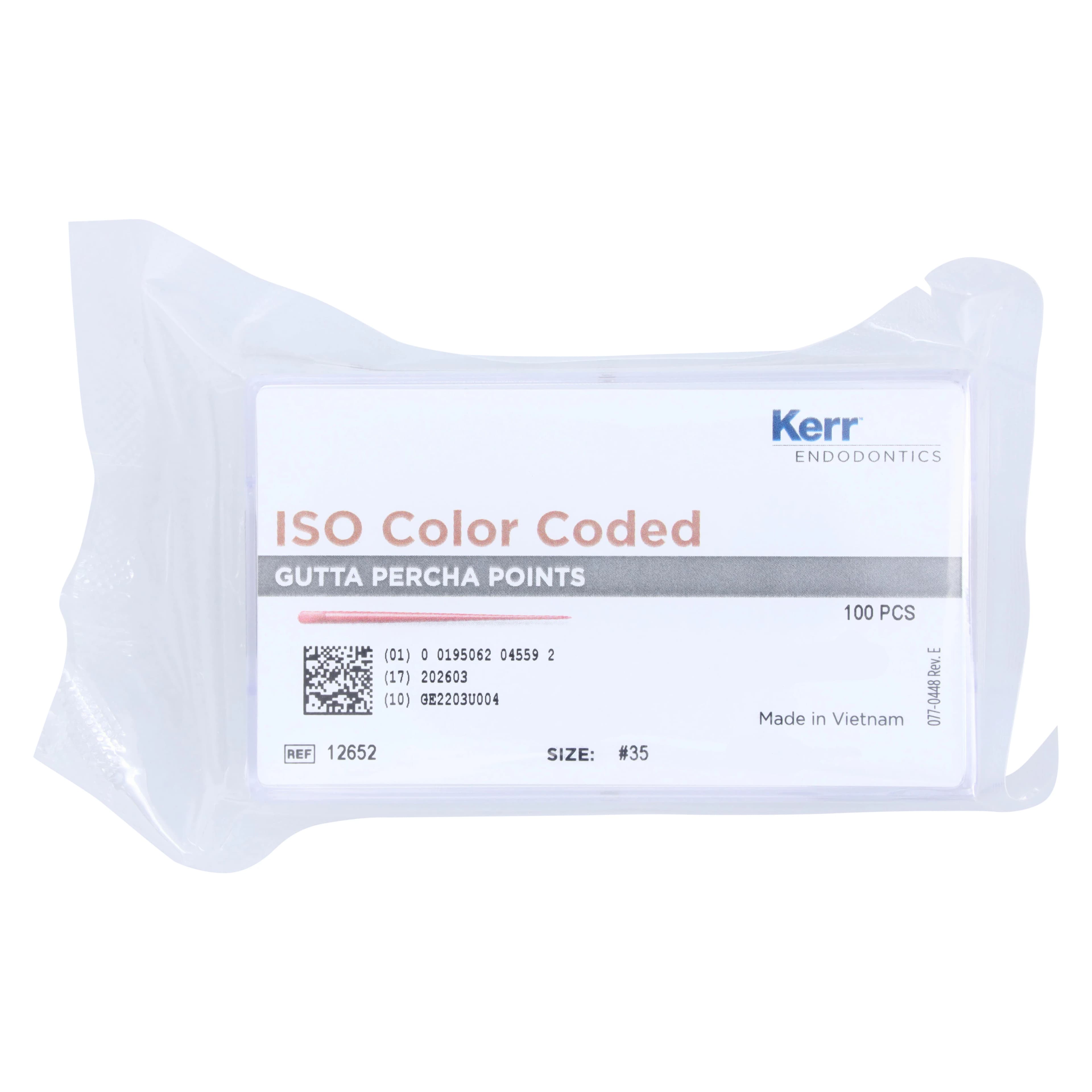 Kerr Standardized Gutta Percha Points, 0.02 Taper, #35, Green, 100/Pk, 12652 - Standardized Gutta Percha Points, Compartment, 0.02 Taper, # 35, Green, 100/Pk - Image 1