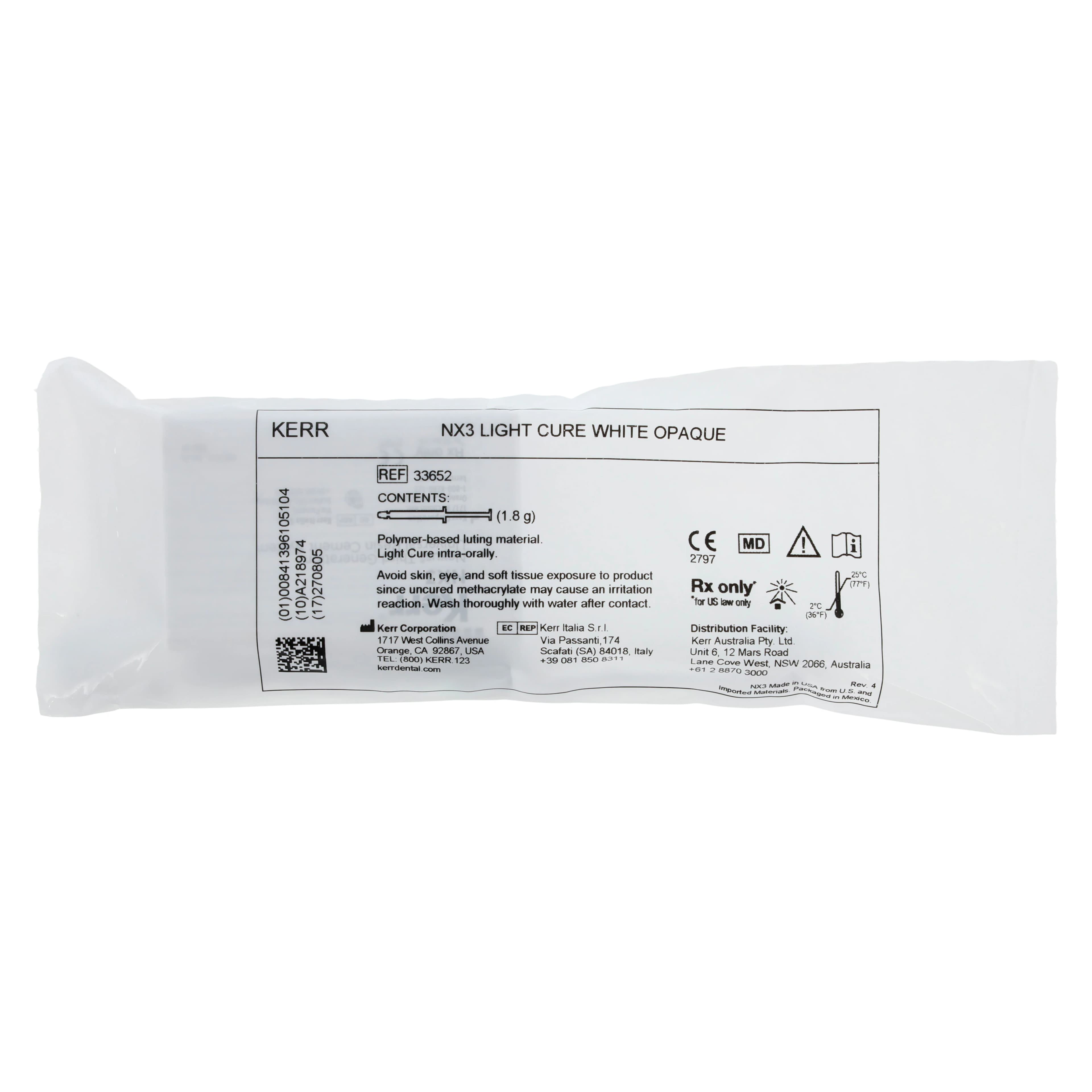 Kerr NX3 Nexus Third Generation Universal Adhesive Resin Cement, Light-Cure Refill, White Opaque, 1.8 g Syringe, 33652 thumbnail 3