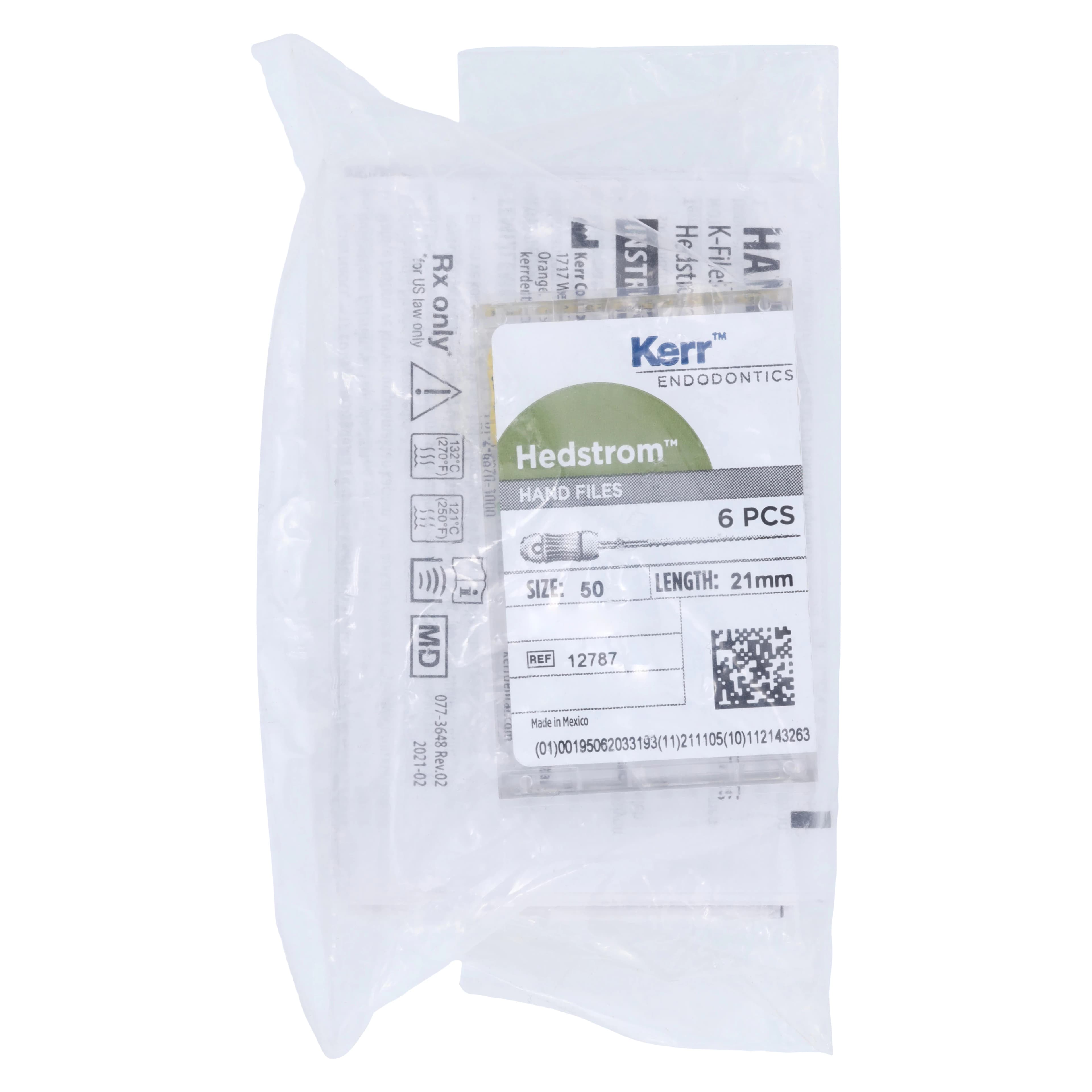 Kerr SybronEndo Hedstrom Files, Stainless Steel, 21 mm, Size #50, Yellow, 6/Pk, 12787 - Sybron Endo, Hedstrom Files, Stainless Steel, 21 mm, # 50, Yellow, 6/Pk, 12787 - Image 1