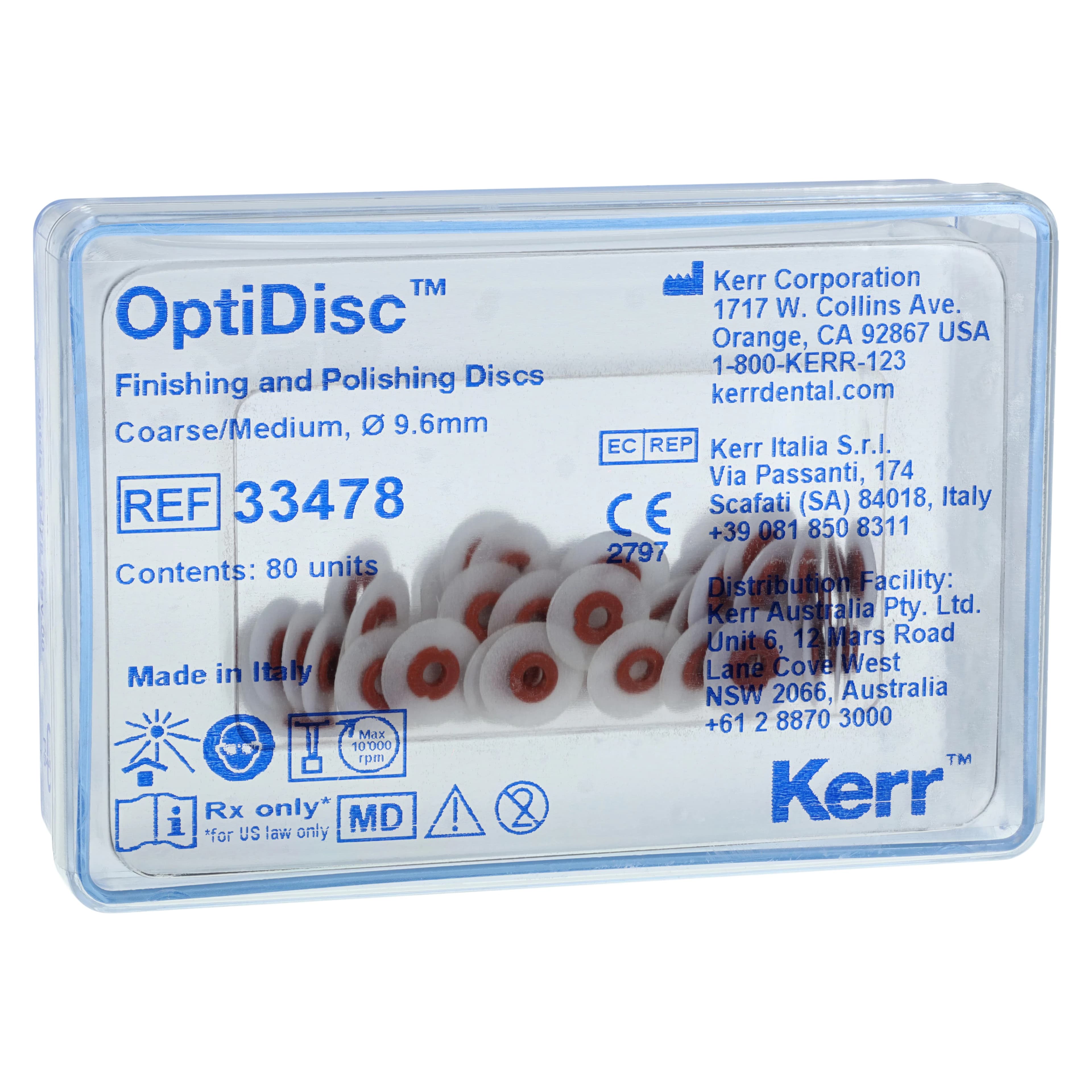 Kerr OptiDisc Finishing & Polishing Disc Refills, 9.6 mm, Coarse/Medium, 80/Box, 33478 - OPTIDISC Kit Refill 9.6mm, Coarse/Medium - Image 1