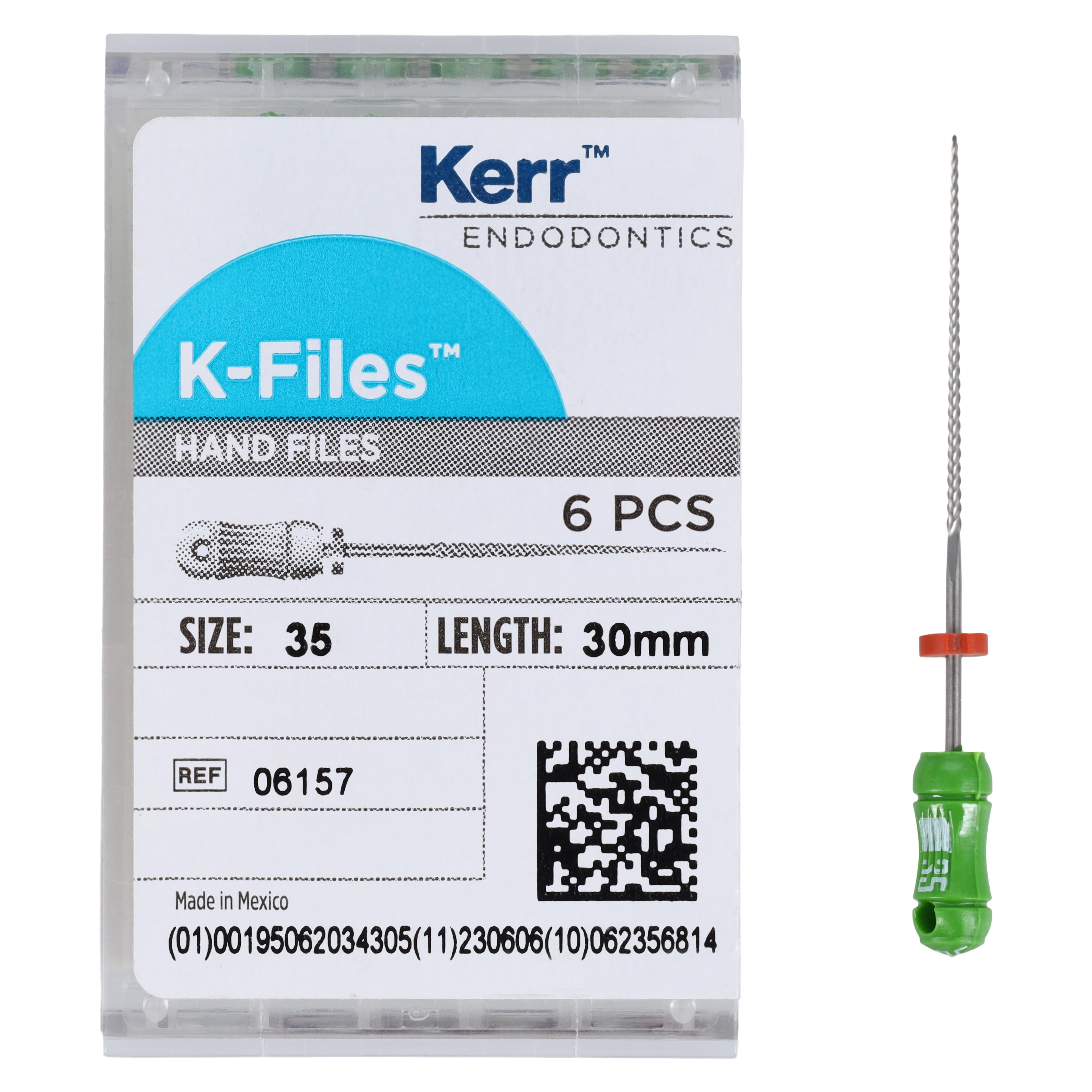 Kerr K-Files, Stainless Steel, 30 mm, #35, Green, 6/Pk, 06157 thumbnail 4
