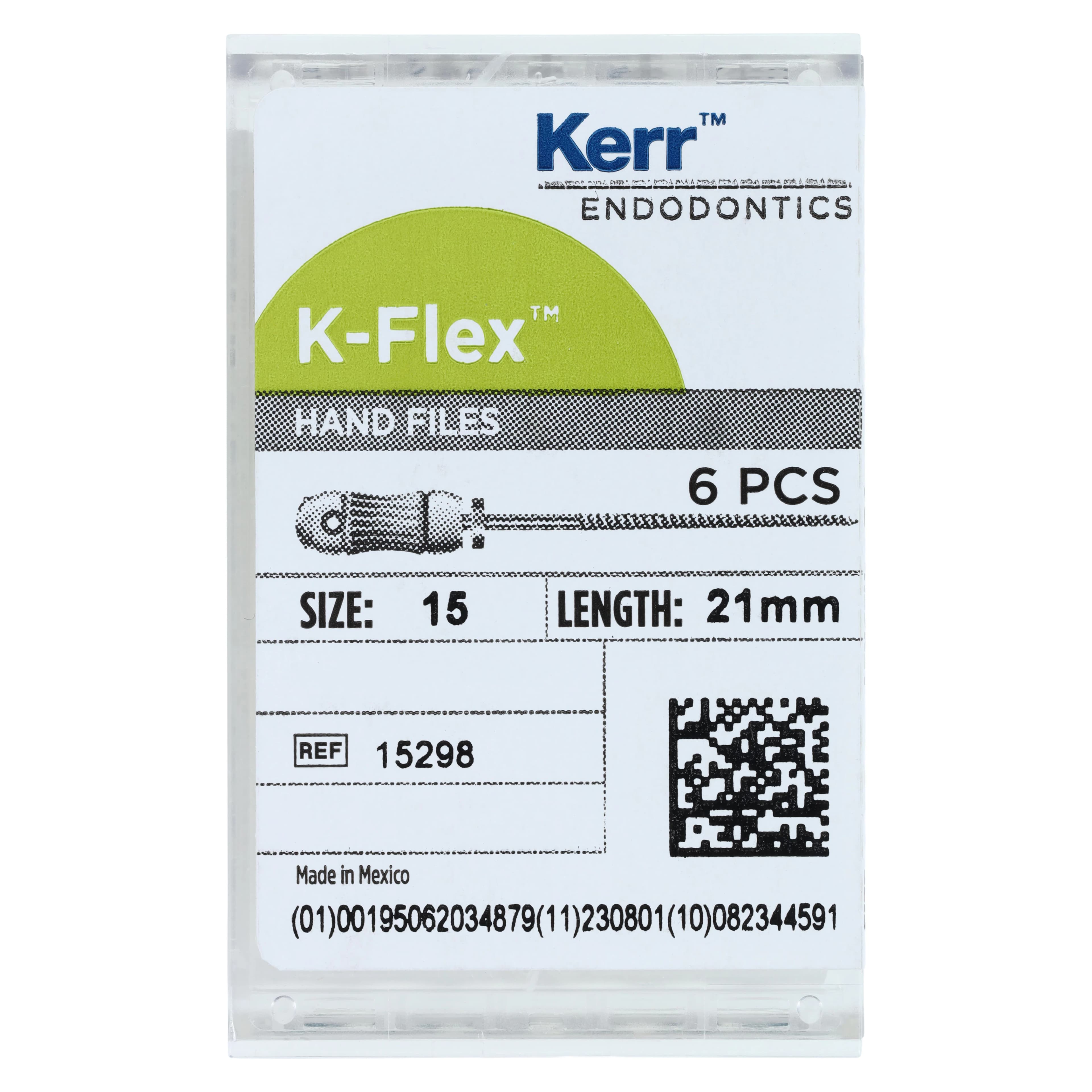 Kerr K-Flex Stainless Steel Hand Files, 21 mm, #15, White, 6/Pk, 15298 thumbnail 5