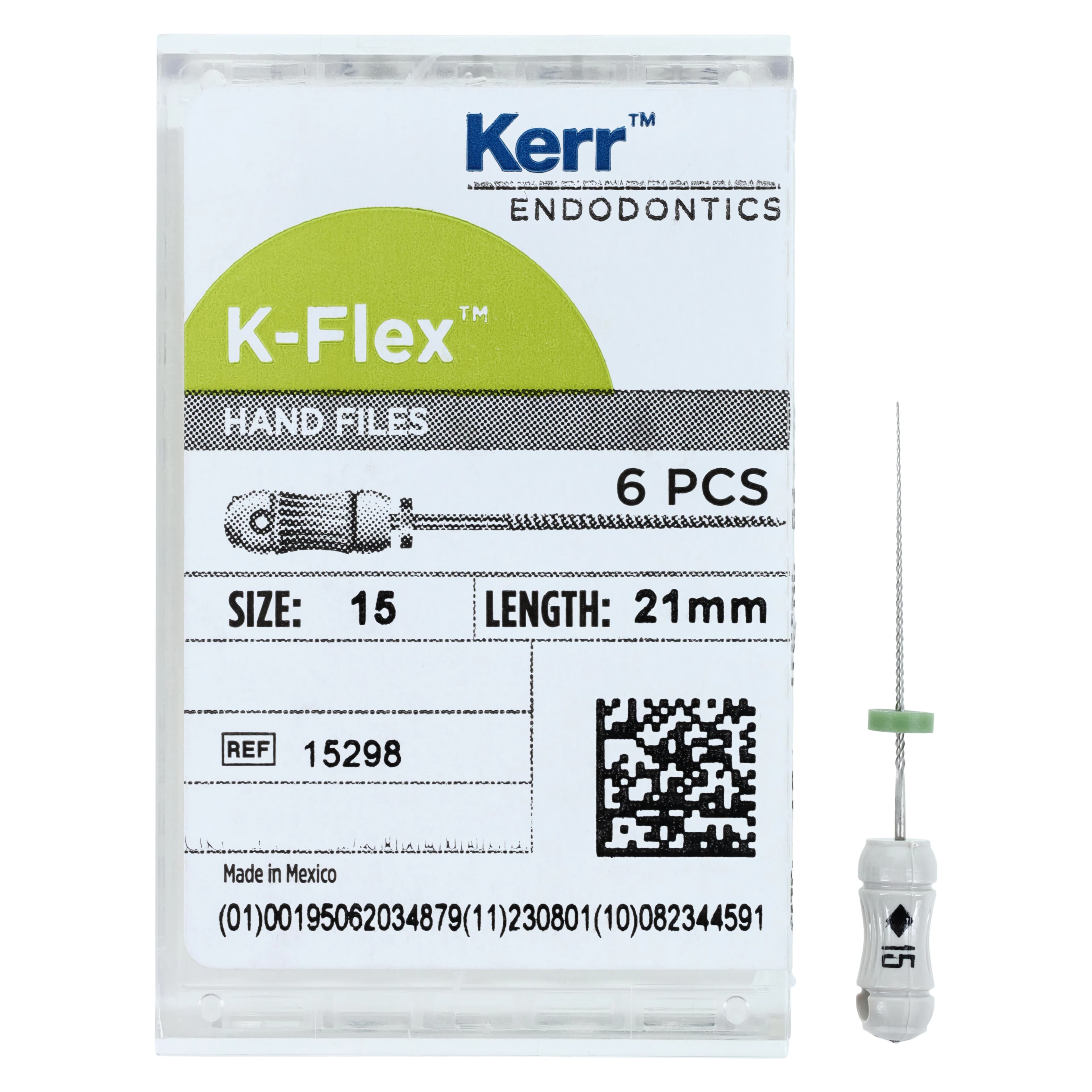 Kerr K-Flex Stainless Steel Hand Files, 21 mm, #15, White, 6/Pk, 15298 thumbnail 4