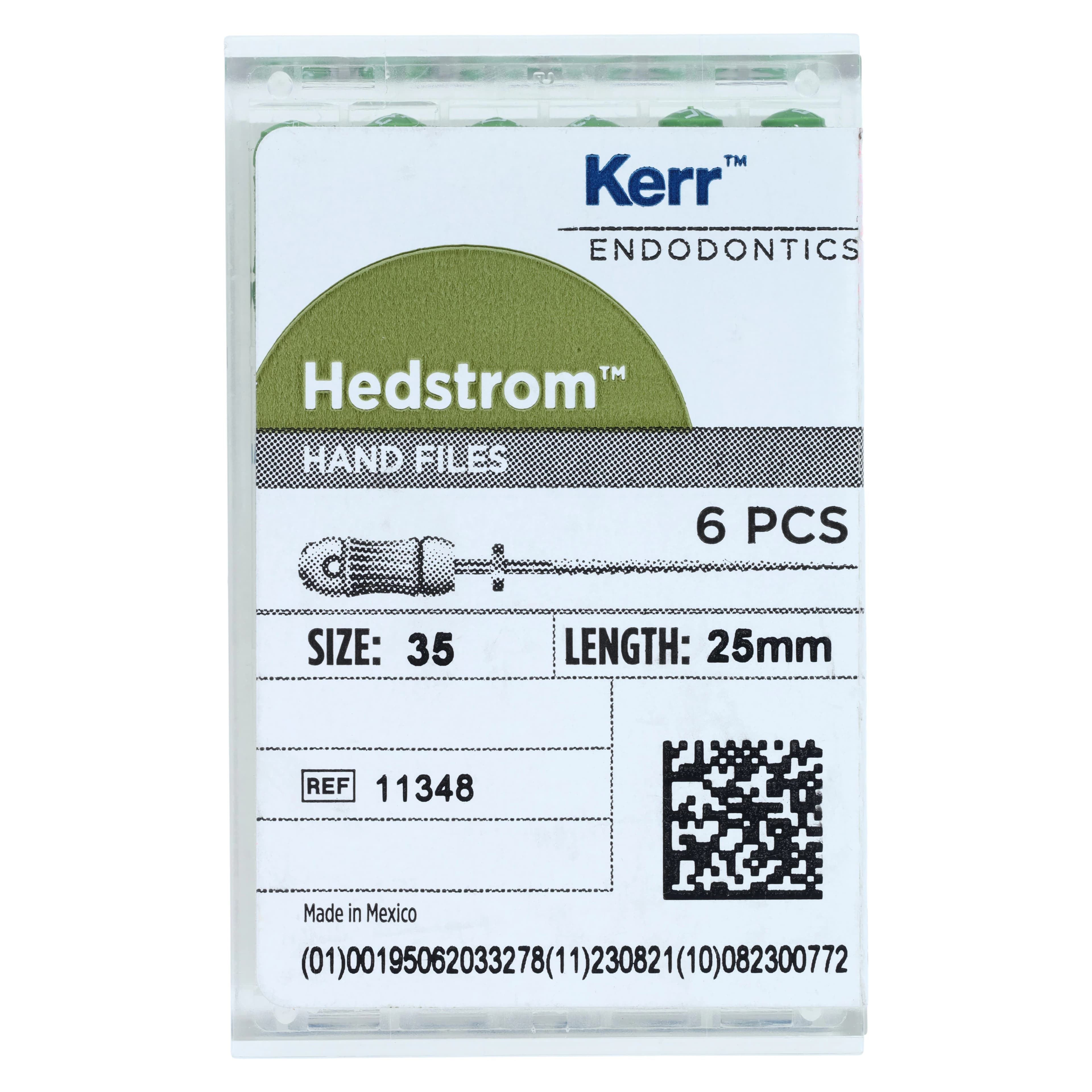 Sybron Endo Hedstrom Files, Stainless Steel, 25 mm, Size #35, Green, 6/Pk, 11348 thumbnail 5