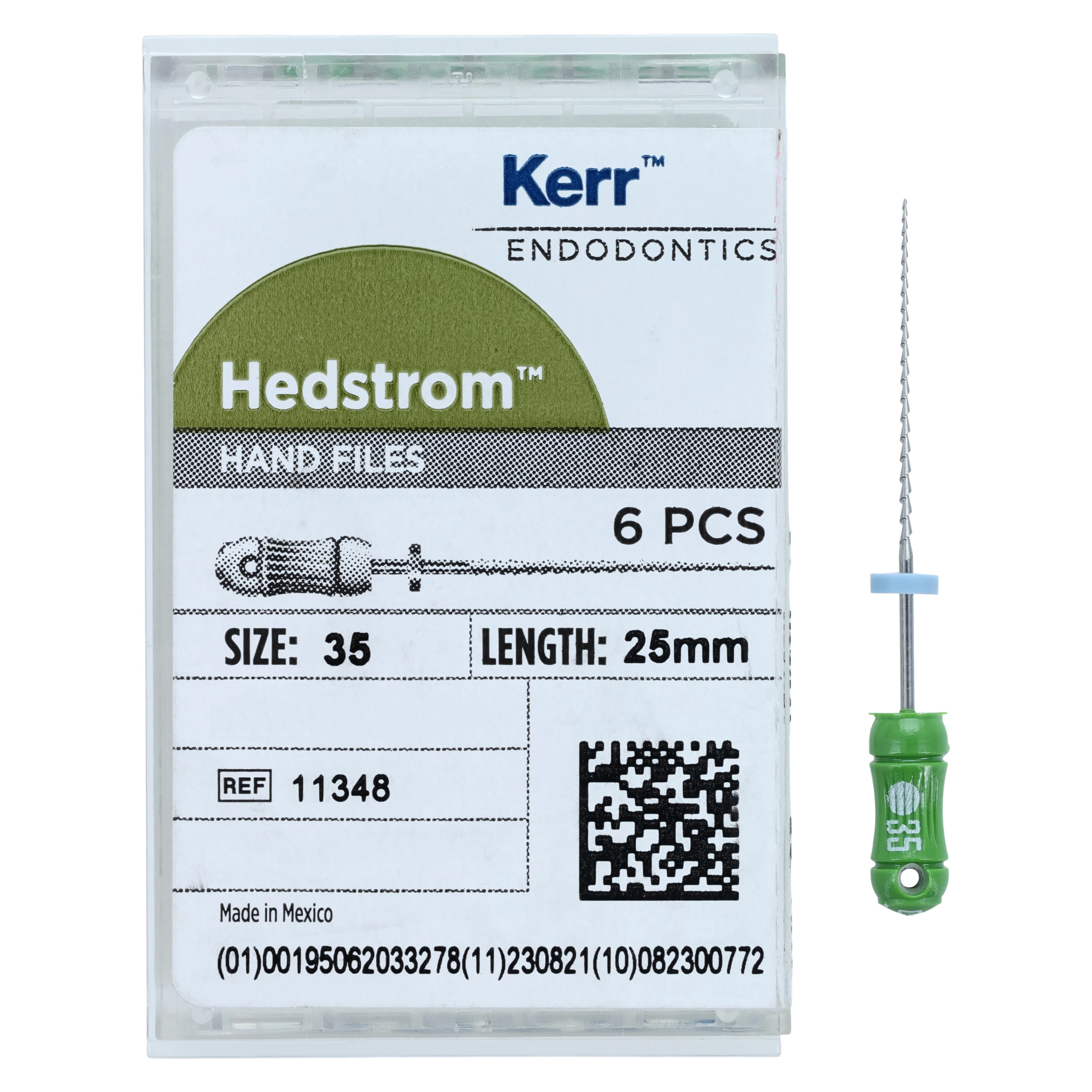 Sybron Endo Hedstrom Files, Stainless Steel, 25 mm, Size #35, Green, 6/Pk, 11348 thumbnail 4