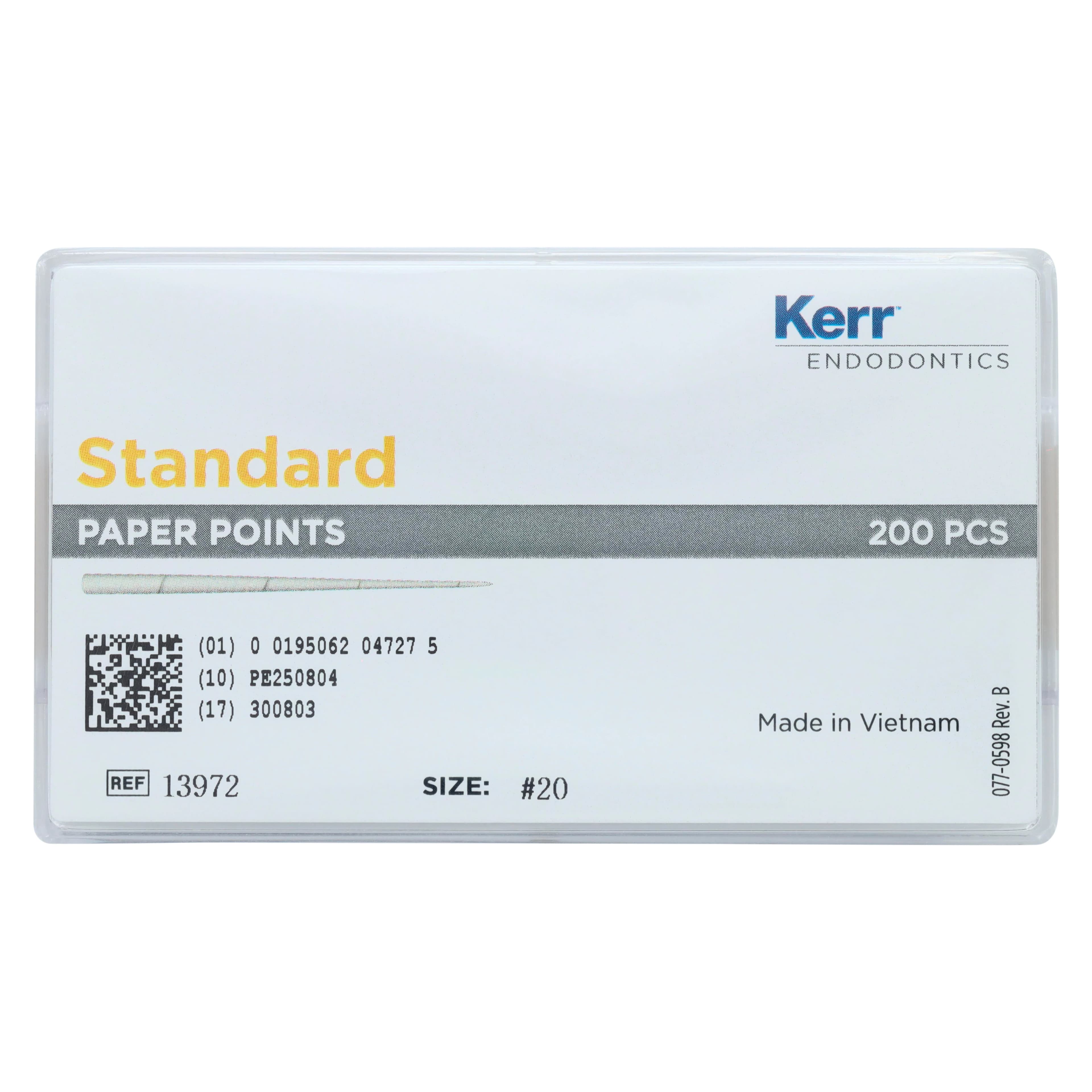 Kerr Absorbent Paper Points, Sterile, Bulk Pack, #20, 0.02 Taper, 200/Pk, 13972 - Absorbent Paper Points, Sterile, Bulk Pack, # 20, 0.02 Taper, 200/Pk - Image 1