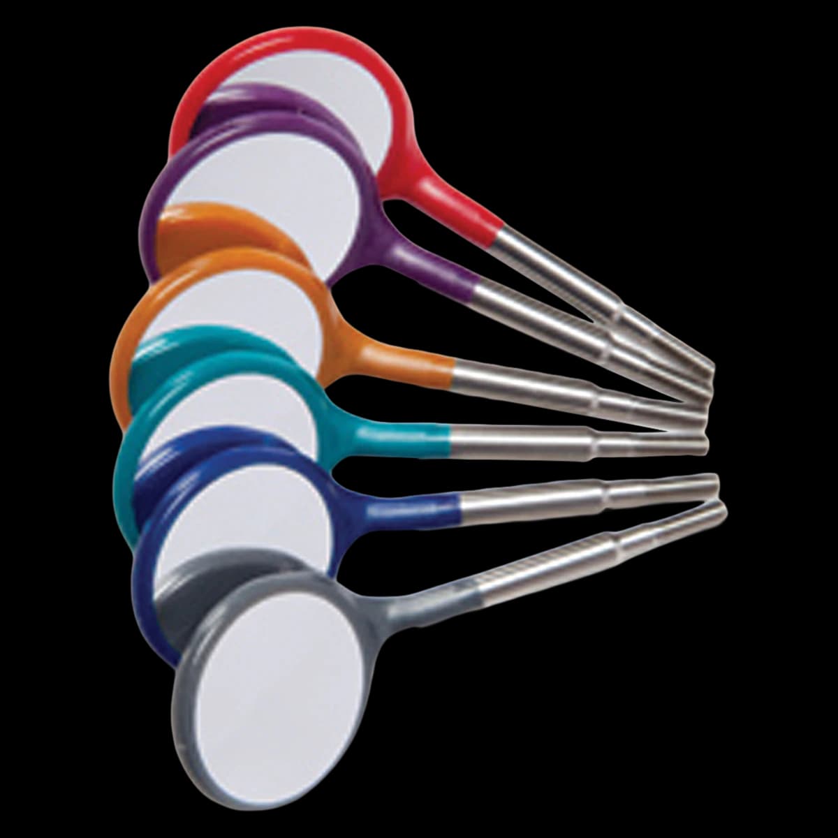 Zirc Crystal HD #5 Assorted Jewel Resin Mouth Mirror Screw-On Heads, Cone Socket, 12/Pk, 50Z372-JWL - #5 Crystal HD® Assorted Resin Mouth Mirror Screw-On Heads Jewel (Cone Socket) Pack of 12 - Image 1
