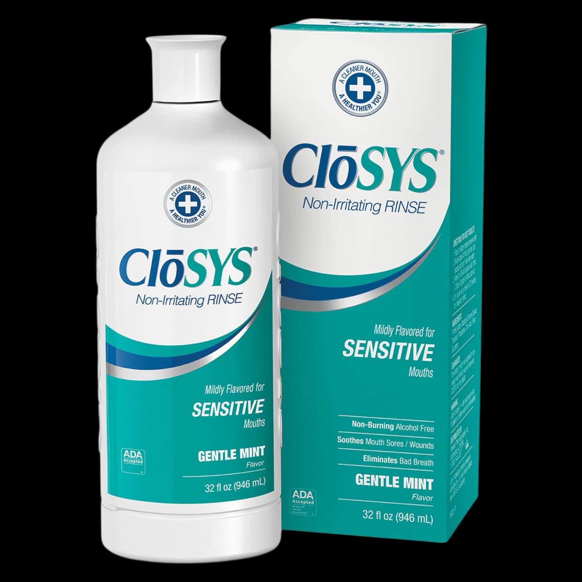 CloSYS Sensitive Fresh Breath Oral Rinse, Alcohol-Free, Mild Mint, 32 oz Bottle, CLFB32-4533R - 32 oz., CLFB32-4533R - Image 1