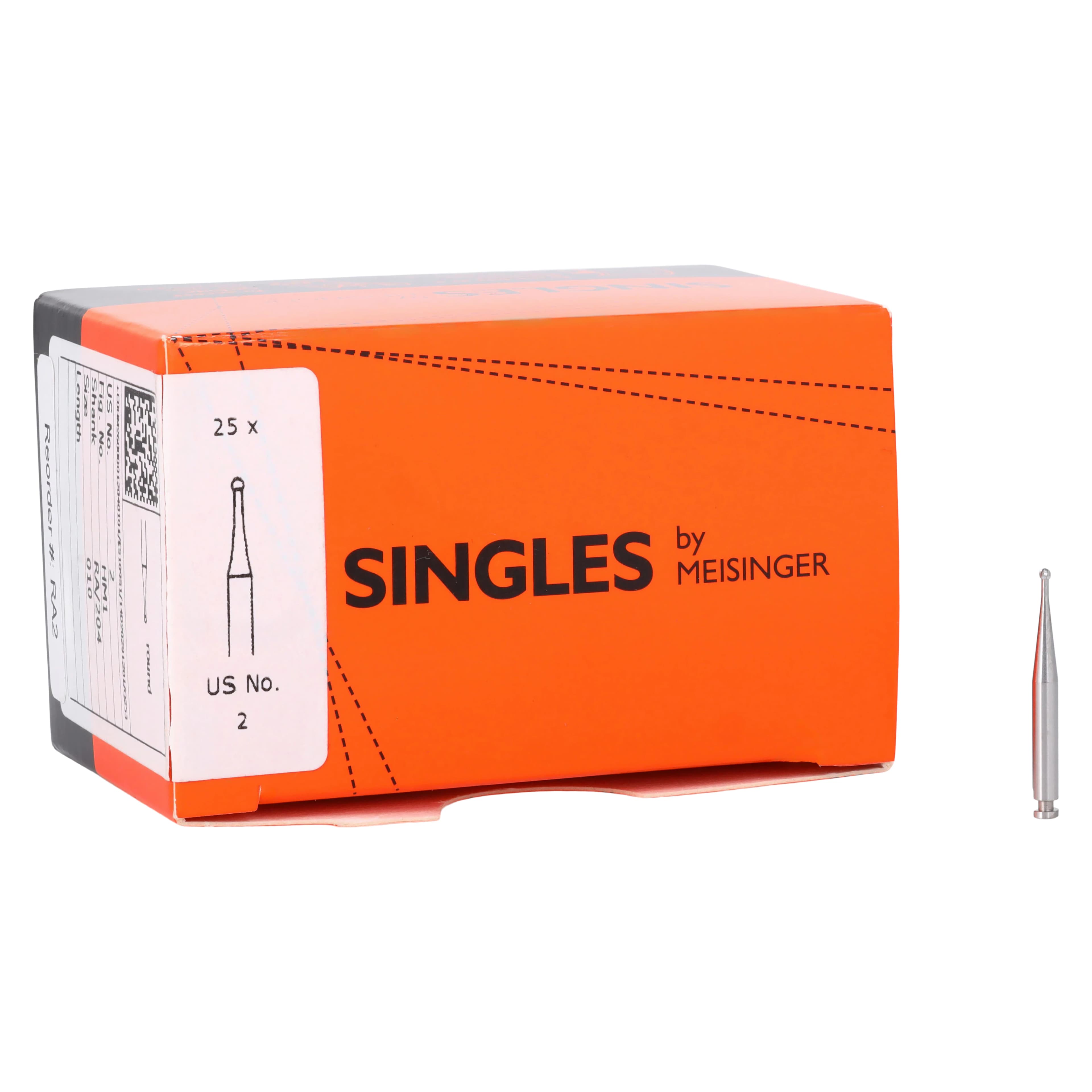 Meisinger Singles Sterile Carbide Burs, RA (Right Angle) #2, Round, 1 mm Head, 25/Pk, HM1-010-RA thumbnail 4