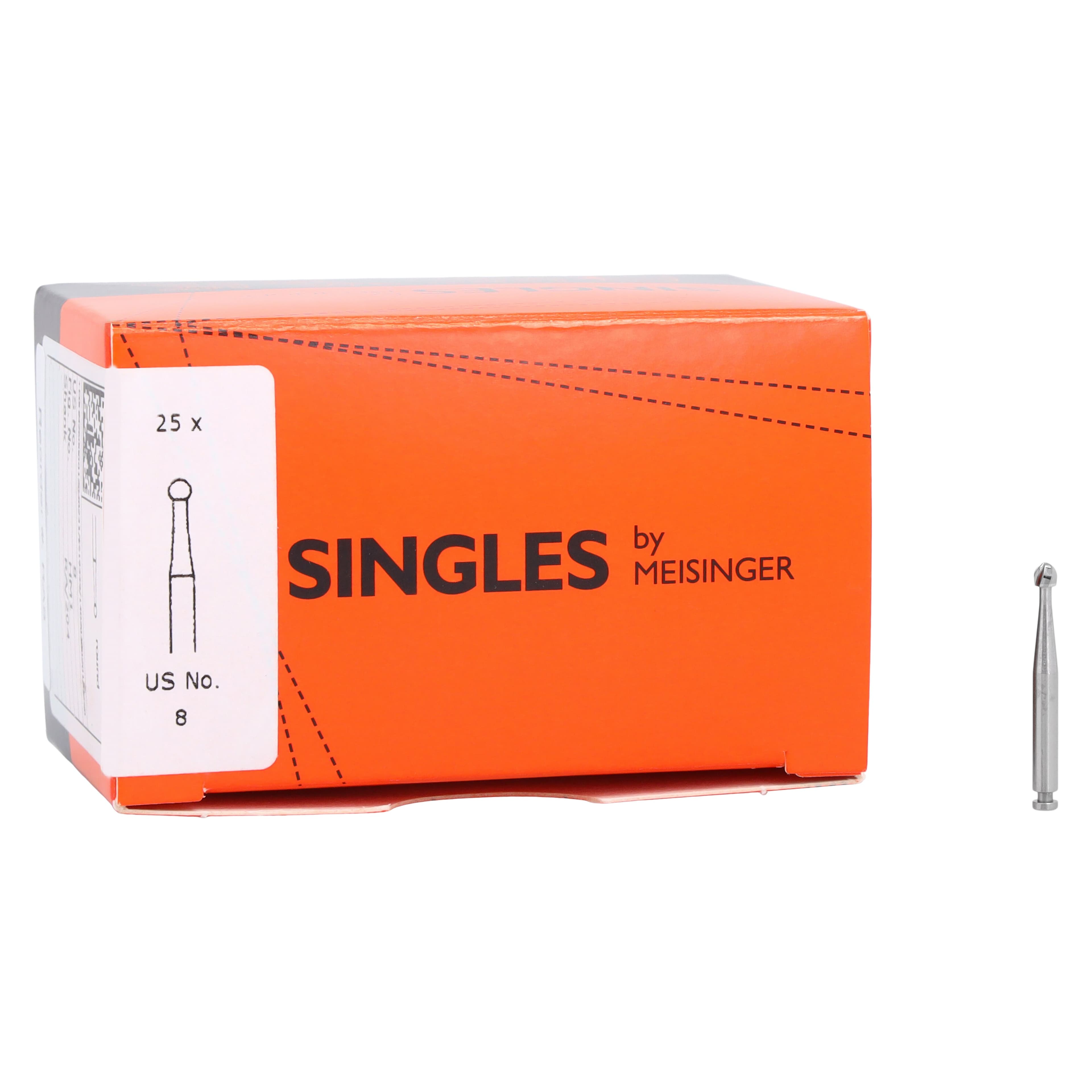 Meisinger Singles Sterile Carbide Bur, RA #8 Round, 2.3 mm Head, 25/Pk, HM1-023-RA thumbnail 4
