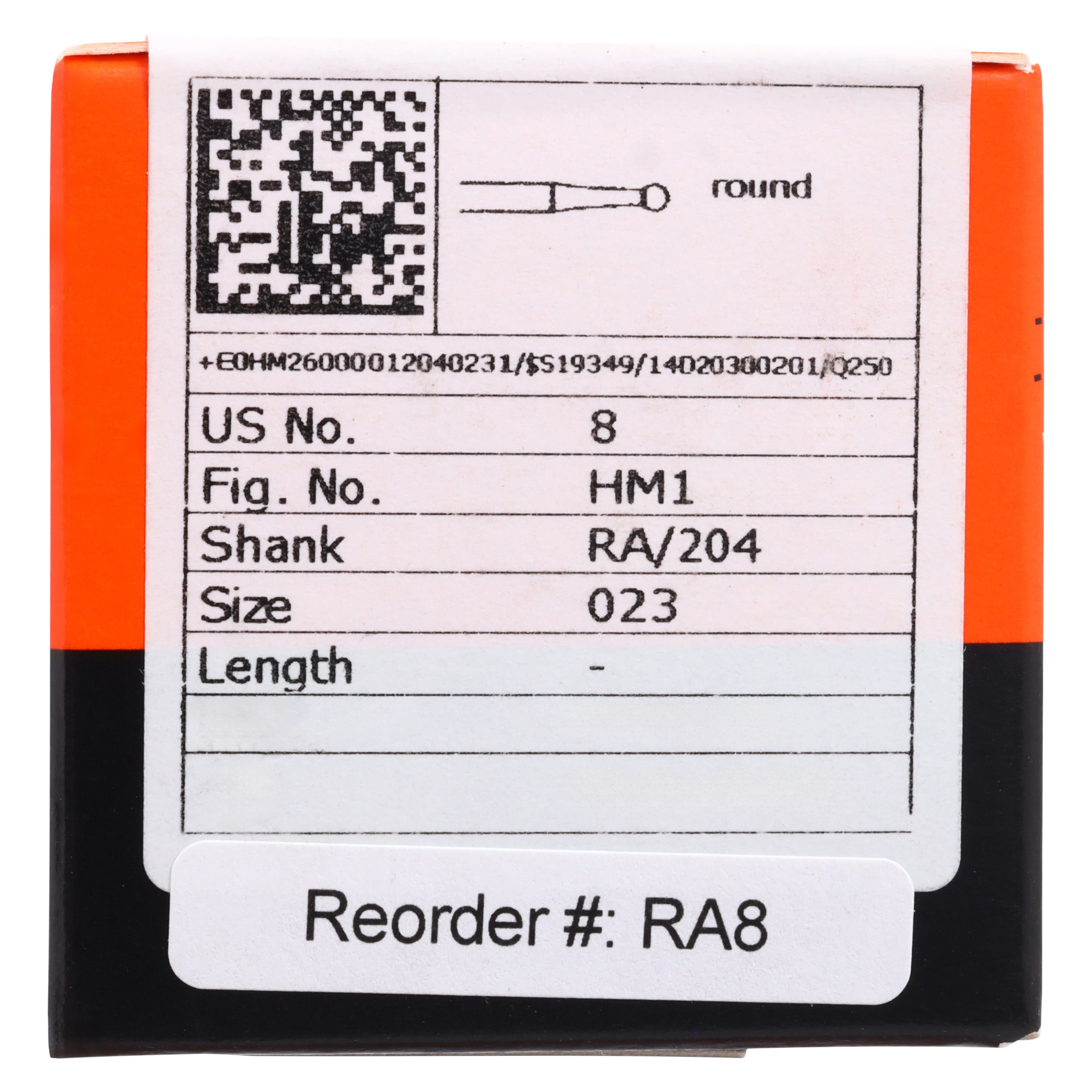 Meisinger Singles Sterile Carbide Bur, RA #8 Round, 2.3 mm Head, 25/Pk, HM1-023-RA thumbnail 5