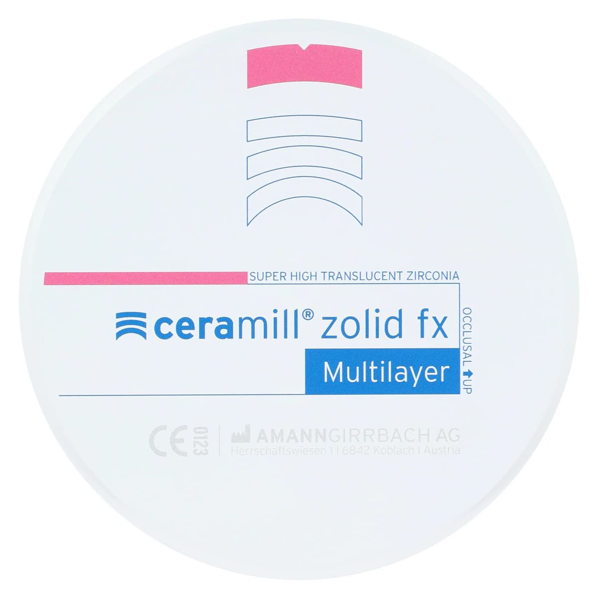 Ceramill Zolid FX ML Multilayer Zirconia Disc, Shade 0/A1, 98 x 20 mm, 1 Disc thumbnail 3