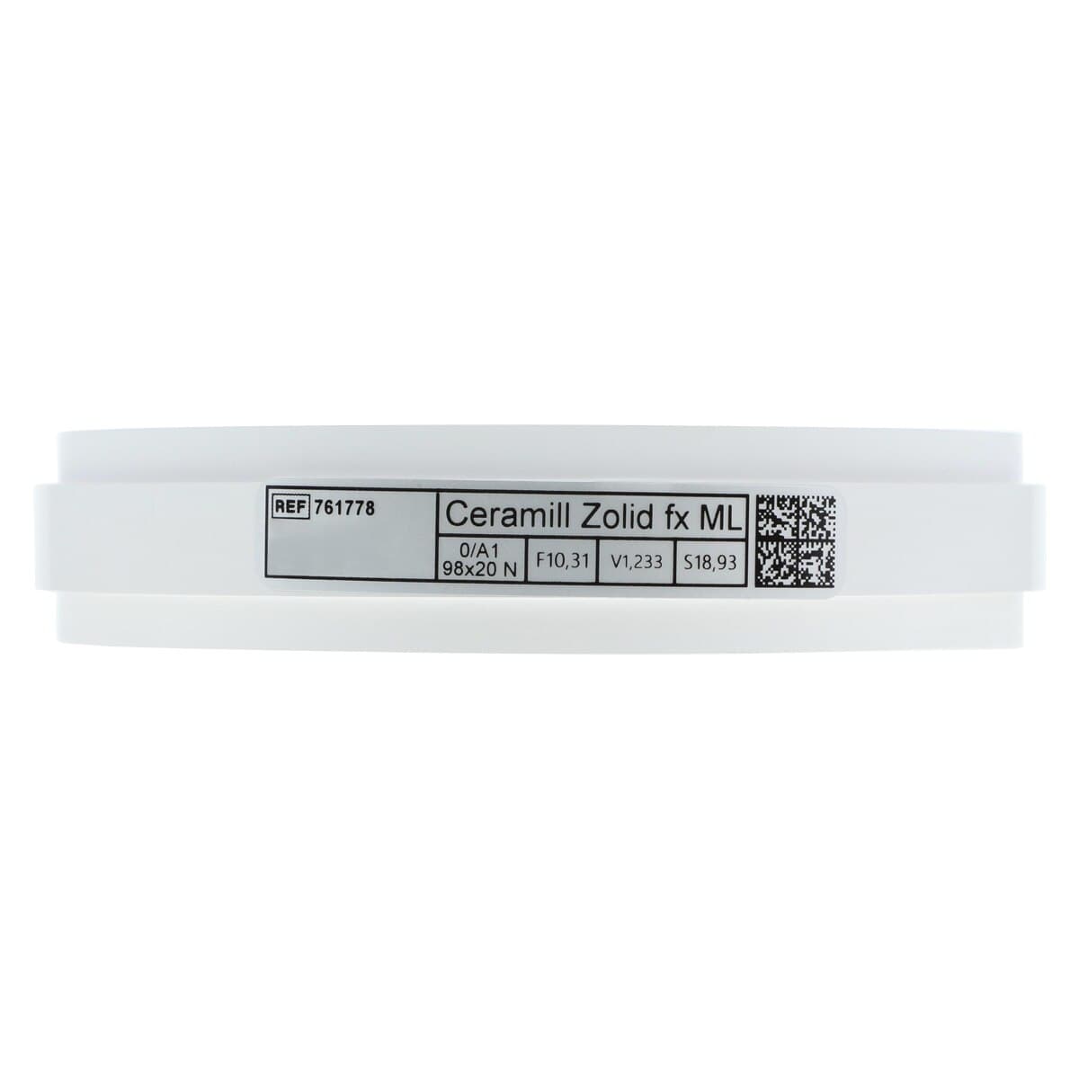 Ceramill Zolid FX ML Multilayer Zirconia Disc, Shade 0/A1, 98 x 20 mm, 1 Disc thumbnail 5