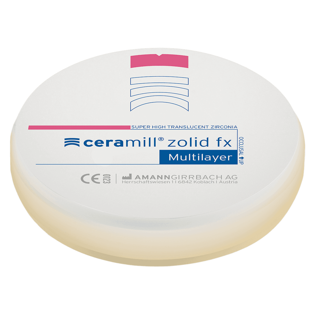 Ceramill Zolid FX ML Multilayer Zirconia Disc, Shade A2/A3, 98 x 20 mm, 1 Disc thumbnail 2