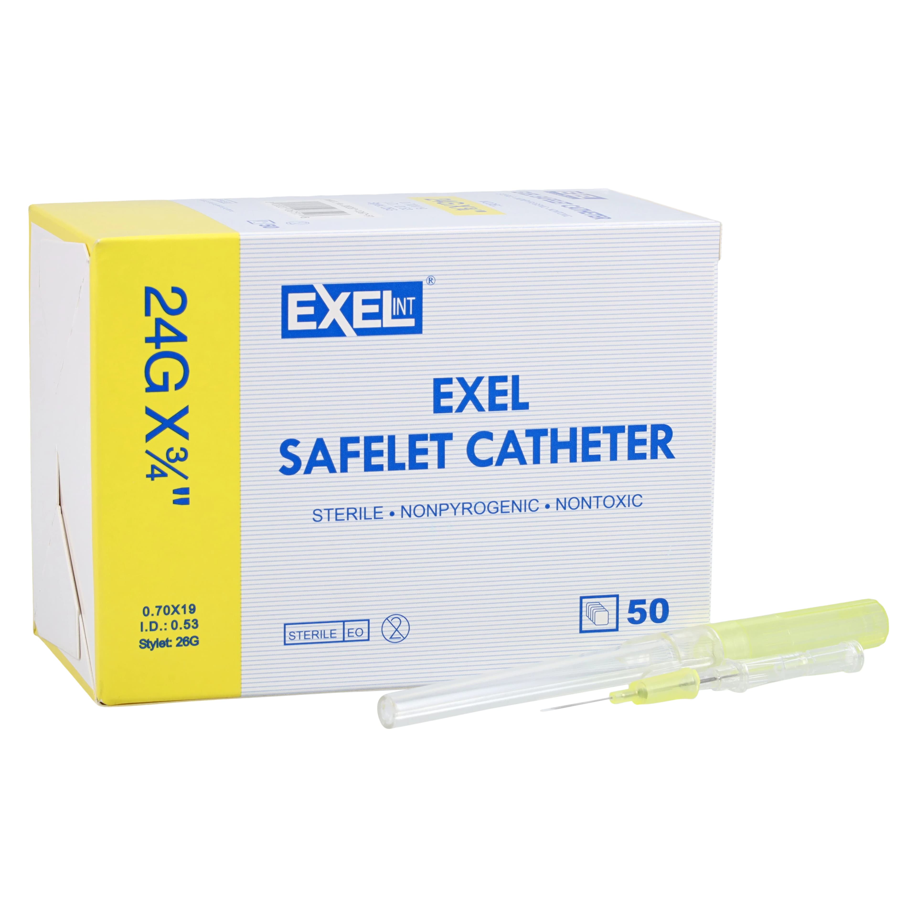 Exel Safelet IV Catheter, 24G x 3/4", Wingless, Sterile, 50/Box thumbnail 3