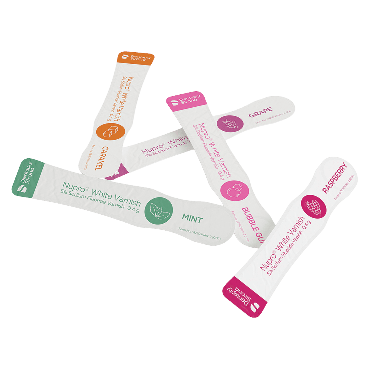 NUPRO® White Varnish Easy Application Package, 5% Sodium Fluoride, Bubblegum, 0.25 g, 50/Box, 130310 - NUPRO® White Varnish Easy Application Package 0.25 gm Bubblegum Pkg/50 - Image 1