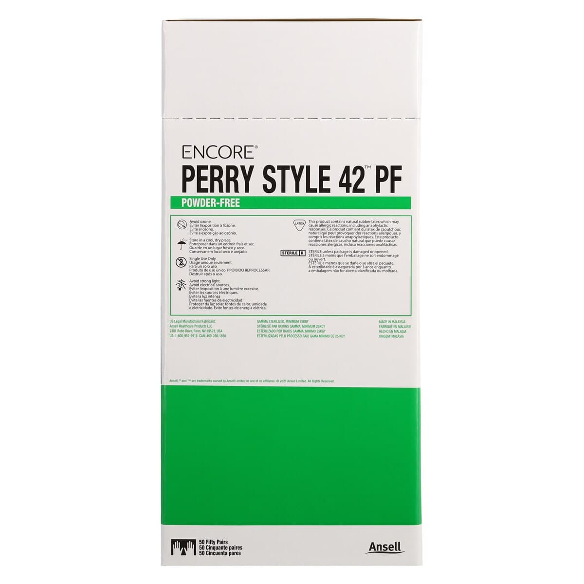 Encore Perry Style 42 Powder-Free Latex Surgical Gloves, Sterile, Size 5.5, Natural, 50 Pairs/Box, 5711100PF thumbnail 6