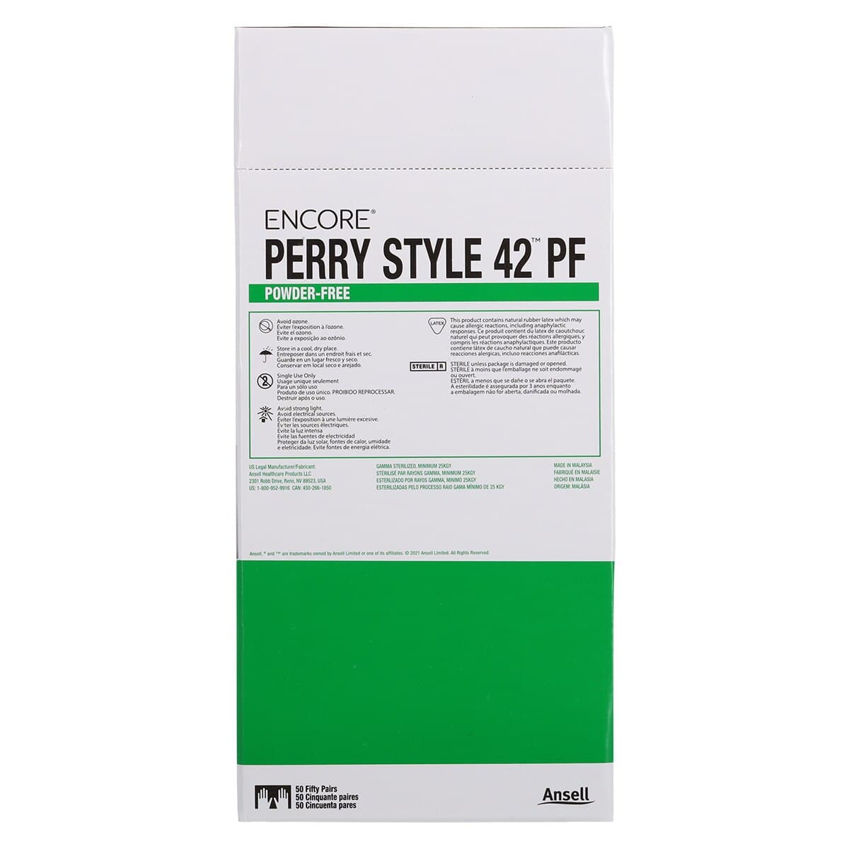 Ansell Encore Perry Style 42 Powder-Free Latex Surgical Gloves, Sterile, Size 8, White, 50 Pairs/Box, 5711105PF thumbnail 6