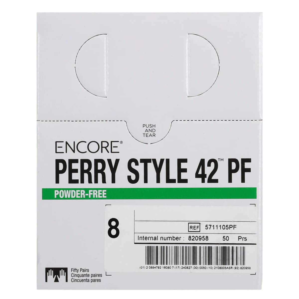Ansell Encore Perry Style 42 Powder-Free Latex Surgical Gloves, Sterile, Size 8, White, 50 Pairs/Box, 5711105PF thumbnail 7