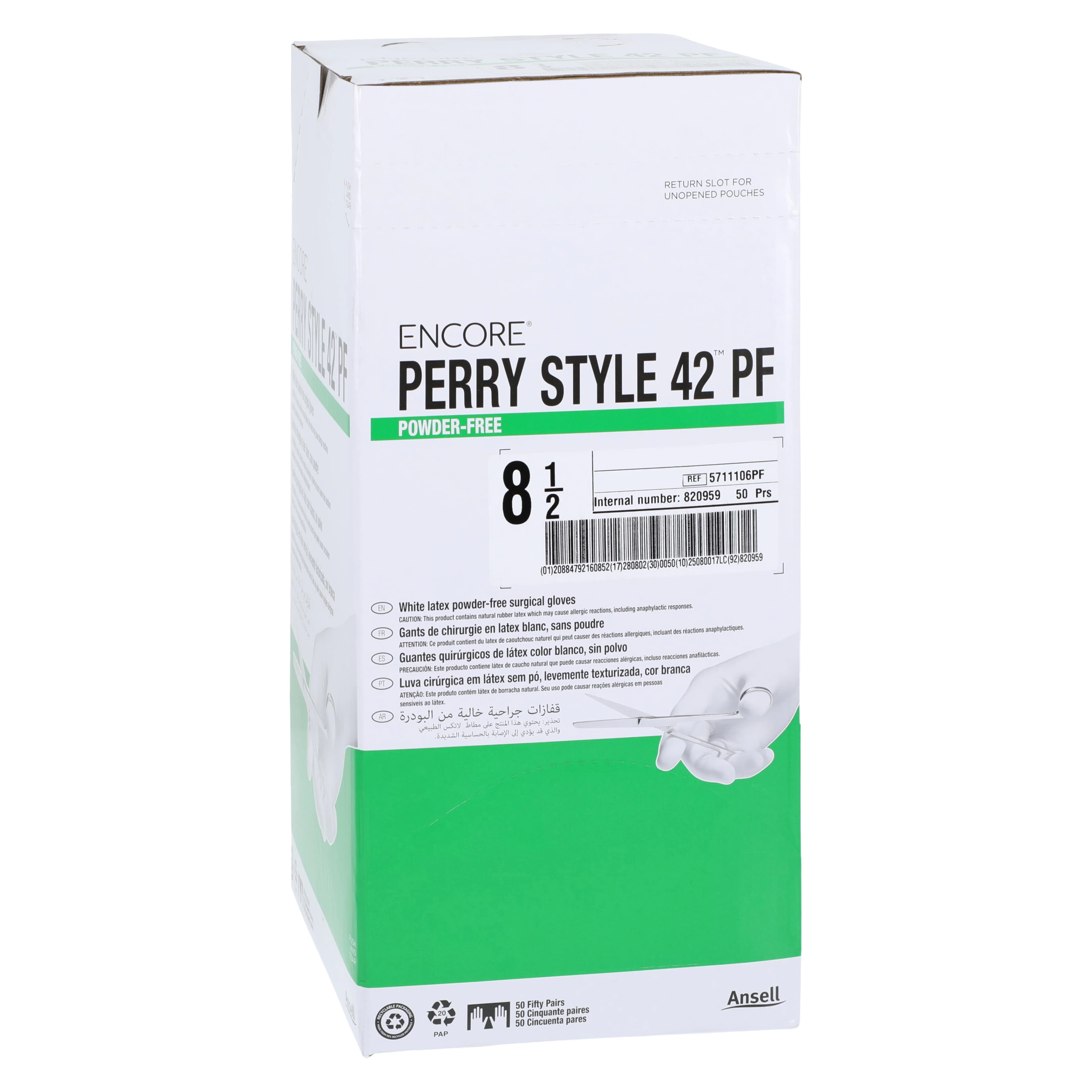 Encore Perry Style 42 Powder-Free Sterile Latex Surgical Gloves, Size 8.5, 50 Pairs/Box, 5711106PF thumbnail 4