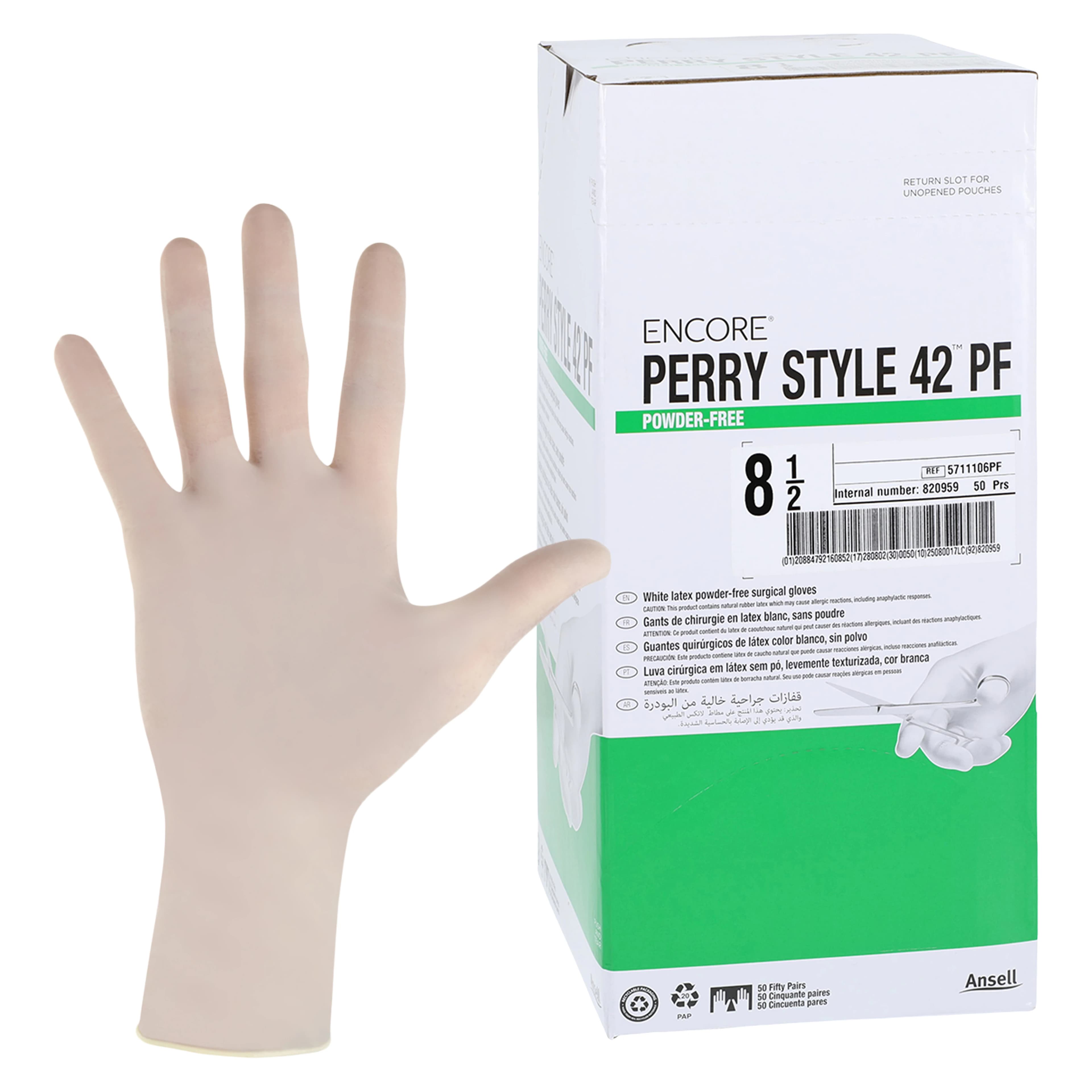 Encore Perry Style 42 Powder-Free Sterile Latex Surgical Gloves, Size 8.5, 50 Pairs/Box, 5711106PF thumbnail 2