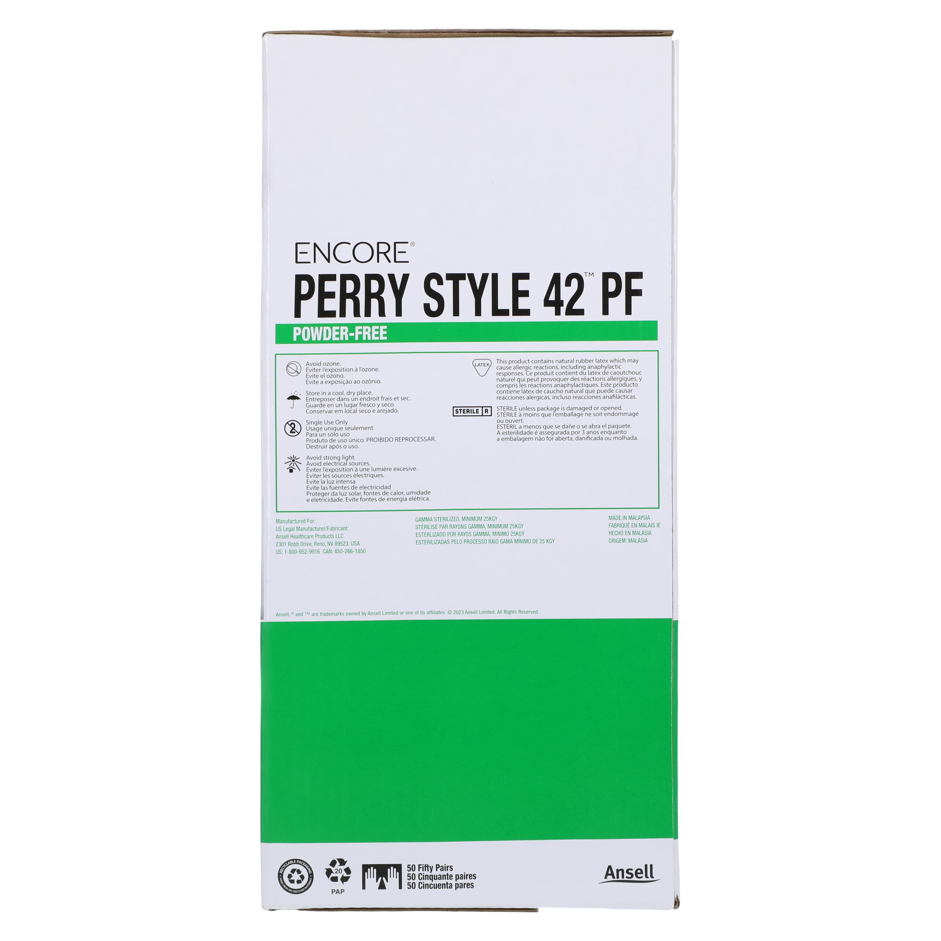 Encore Perry Style 42 Powder-Free Sterile Latex Surgical Gloves, Size 8.5, 50 Pairs/Box, 5711106PF thumbnail 5
