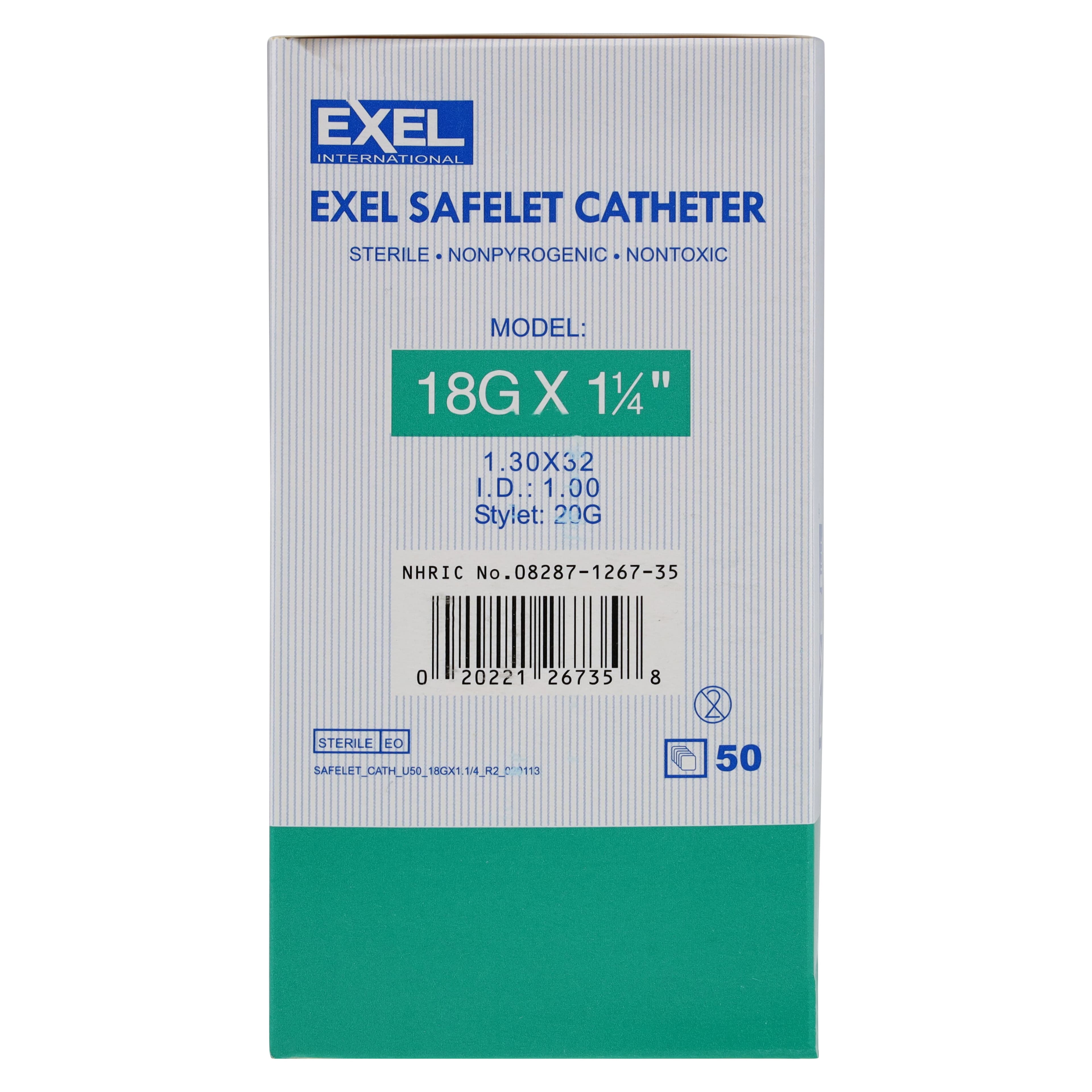 Exel Safelet IV Catheter, 18 Gauge x 1-1/4", Green, Safety with Hydrophobic Membrane Filter, 50/Box thumbnail 6
